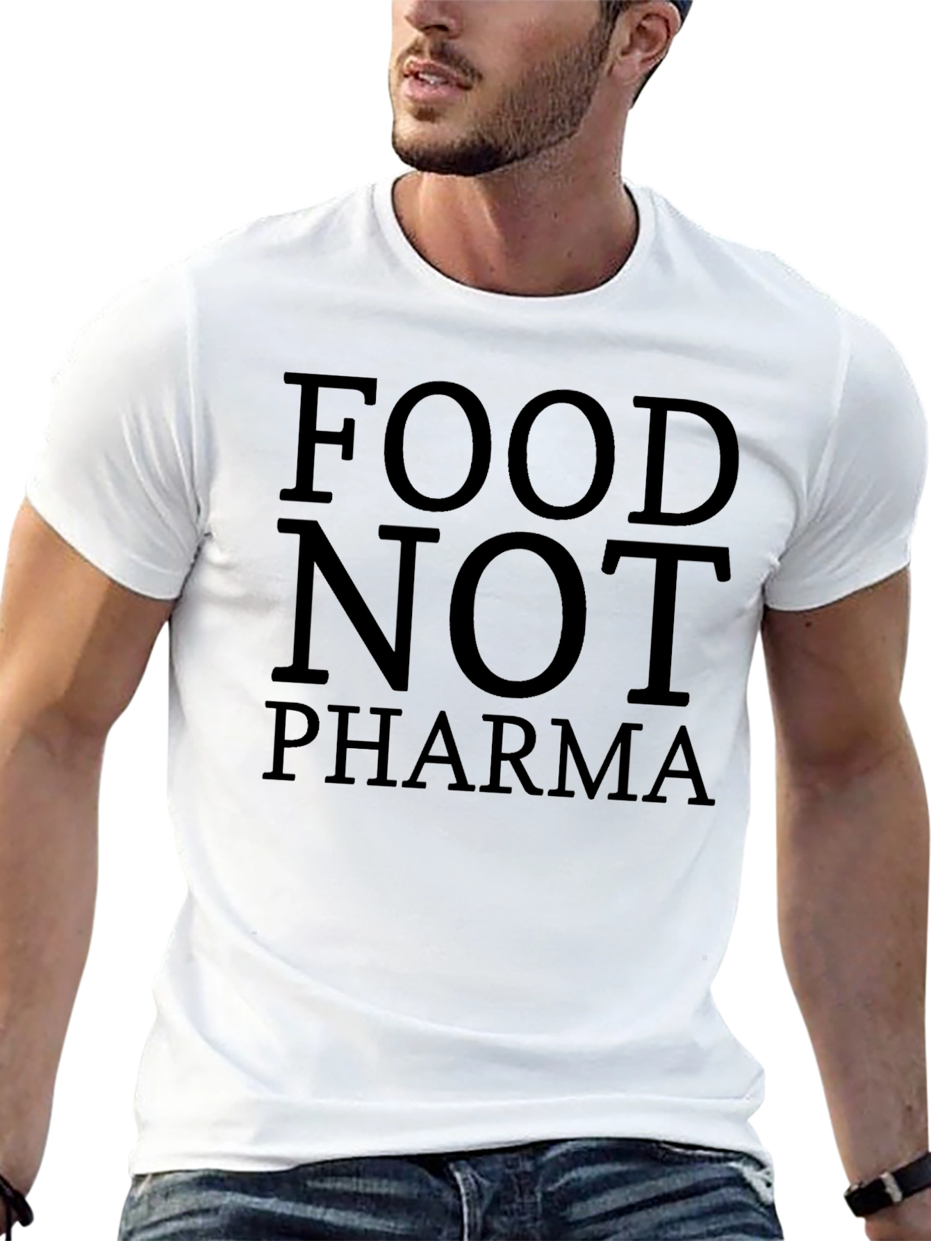 Food Not Pharma Black T-Shirt - Health Conscious Tee