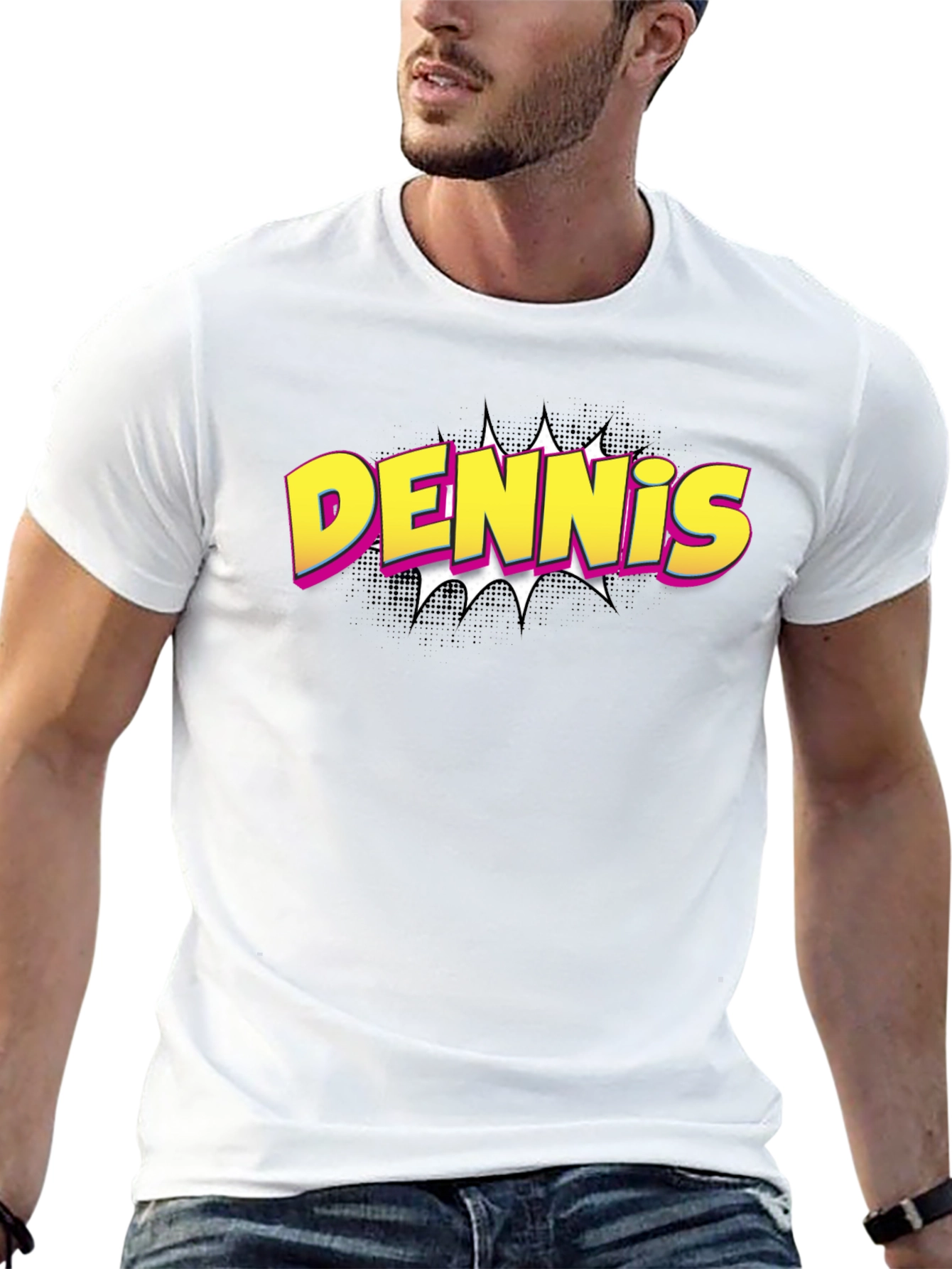 Dennis Comic Book Style Graphic T-Shirt