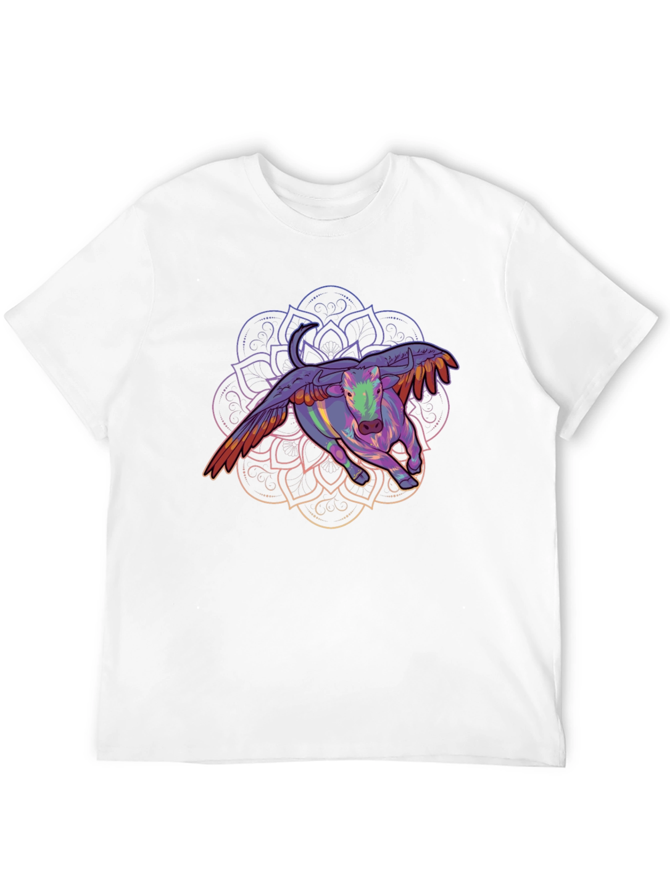 Winged Bull Mandala Graphic Tee - Black