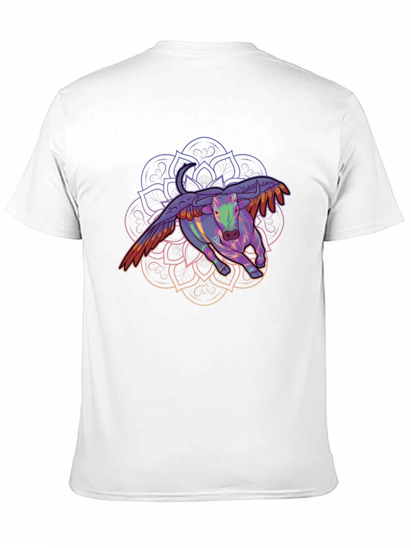 Winged Bull Mandala Graphic Tee - Black