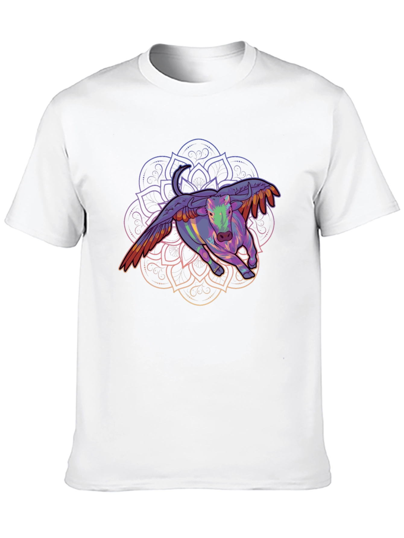 Winged Bull Mandala Graphic Tee - Black