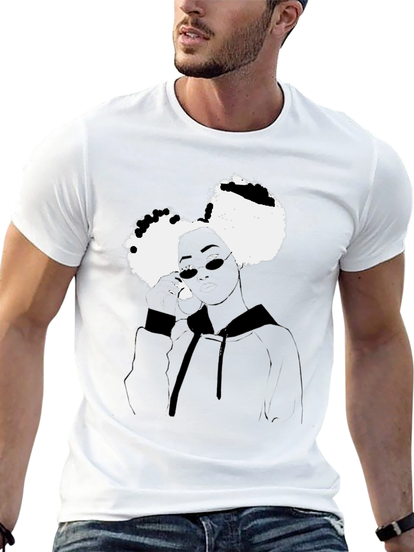 Unique Graphic Print Black T-Shirt