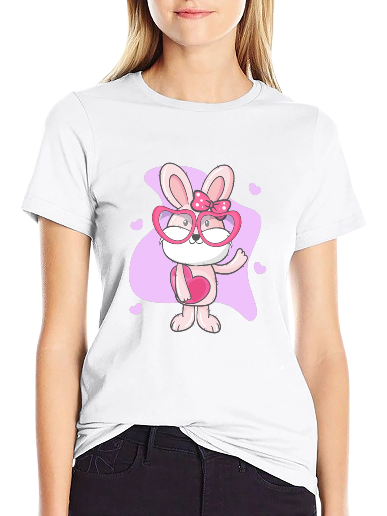 Cute Bunny Heart Glasses T-Shirt