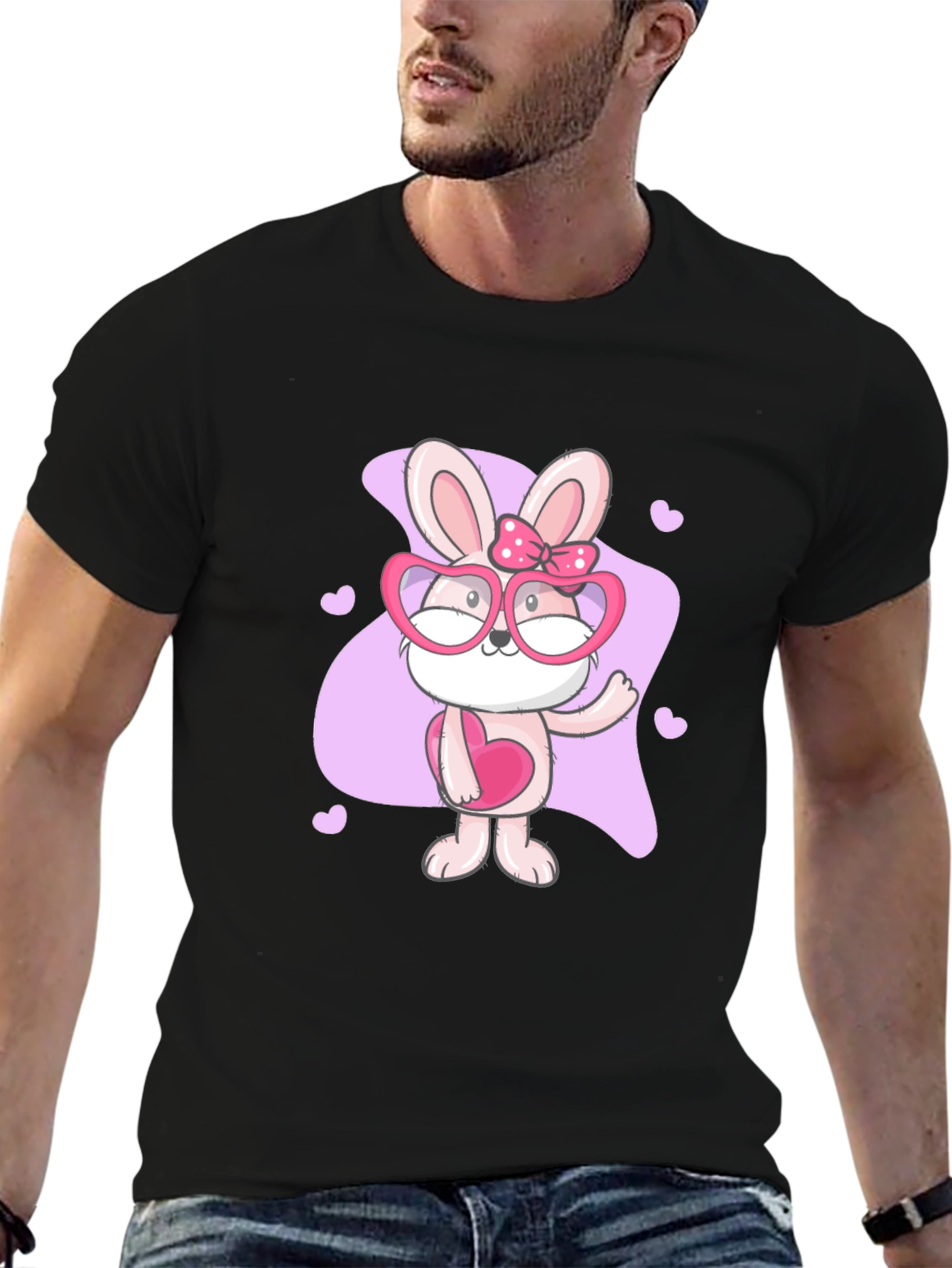 Cute Bunny Heart Glasses T-Shirt