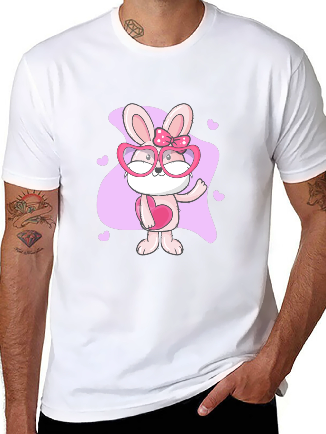 Cute Bunny Heart Glasses T-Shirt