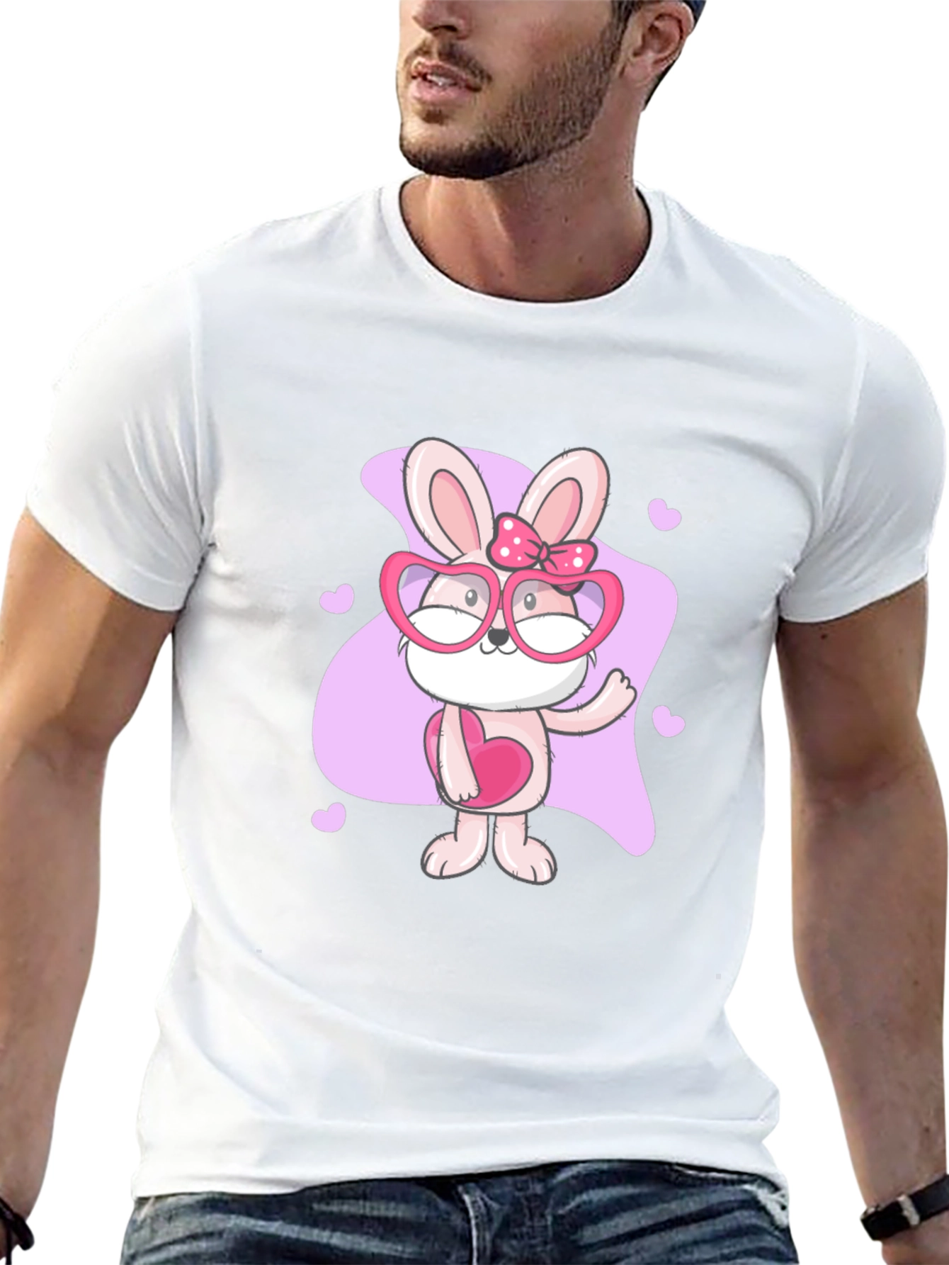 Cute Bunny Heart Glasses T-Shirt