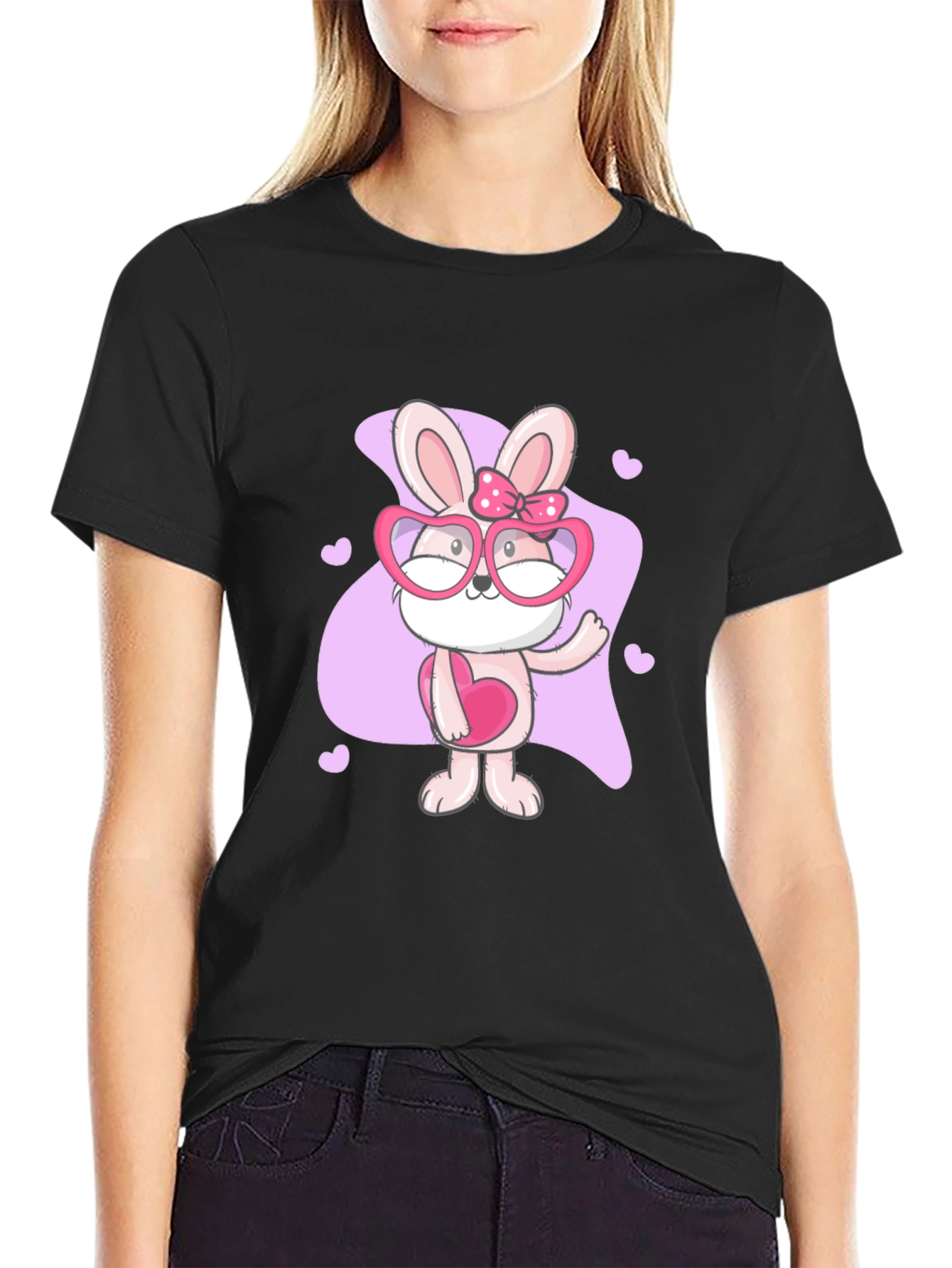 Cute Bunny Heart Glasses T-Shirt