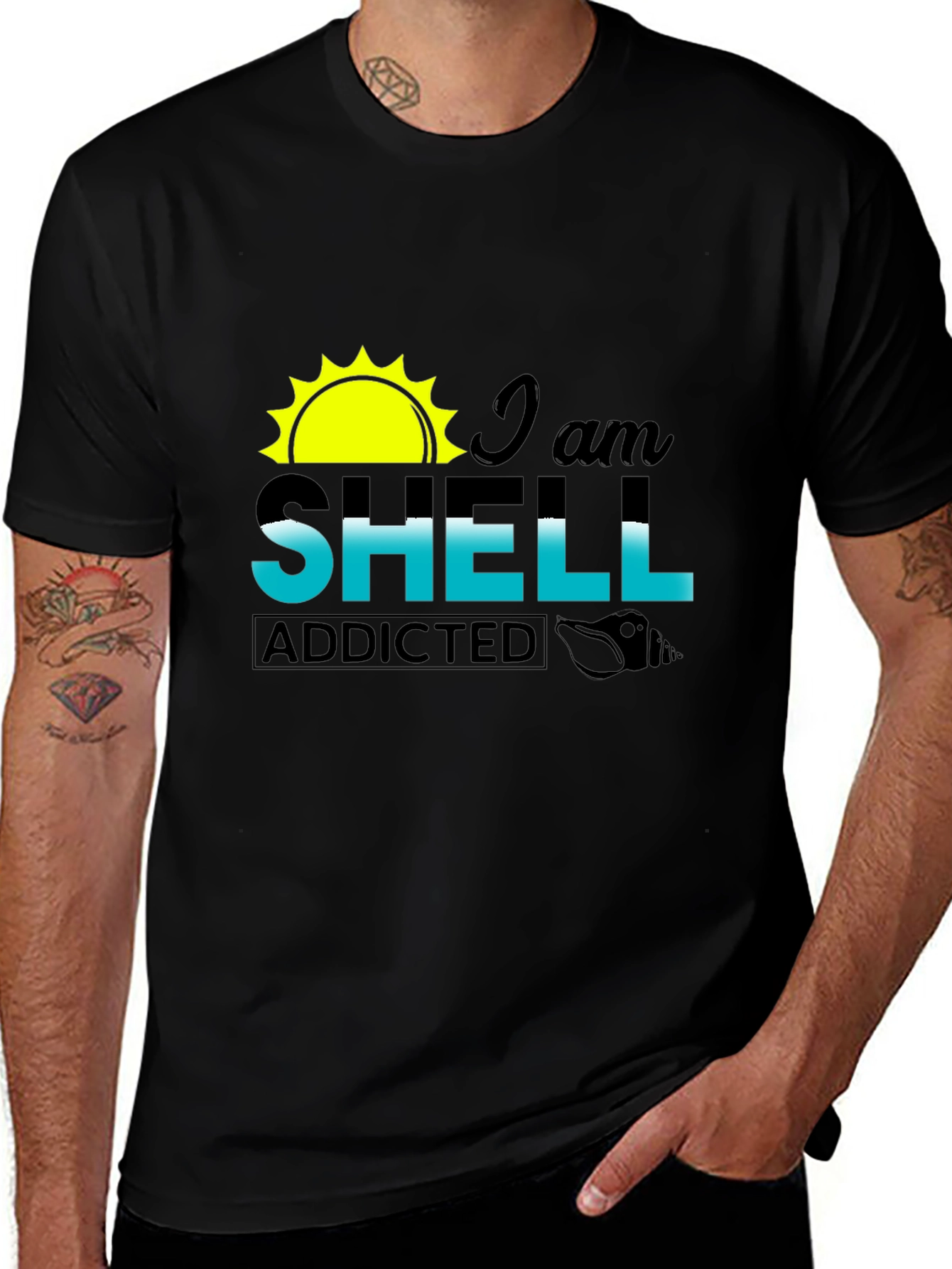 I am Shell Addicted Black T-Shirt
