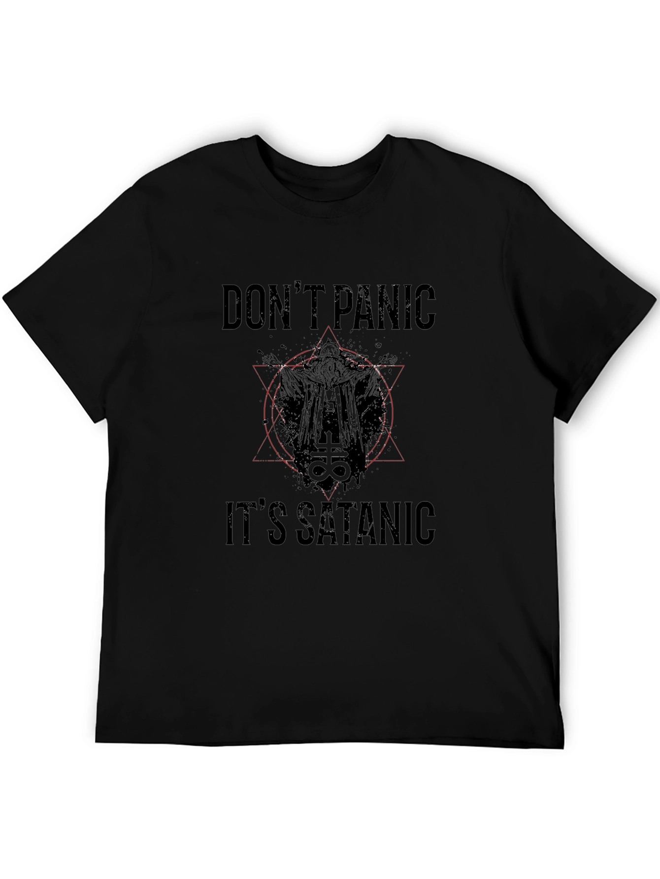 Dont Panic Its Satanic Black T-Shirt