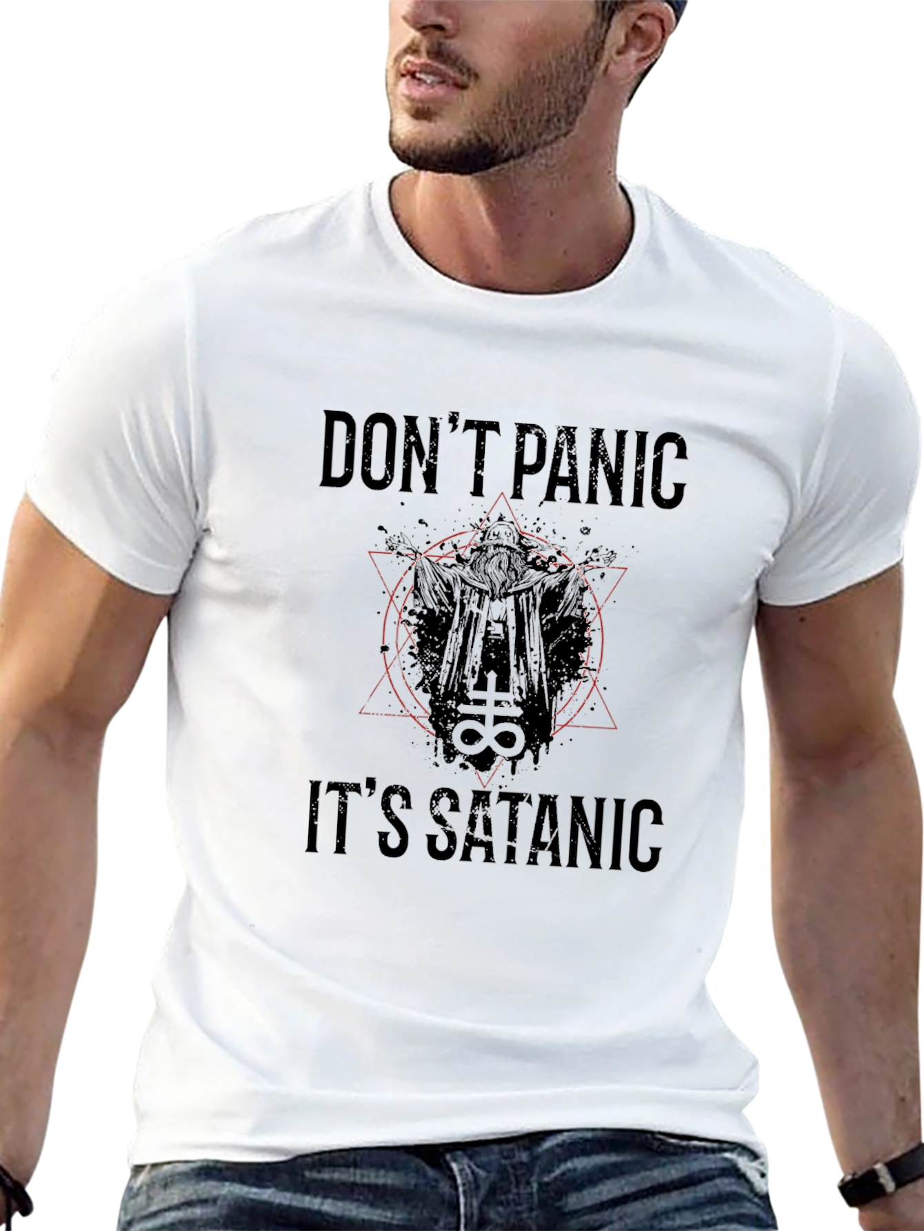 Dont Panic Its Satanic Black T-Shirt