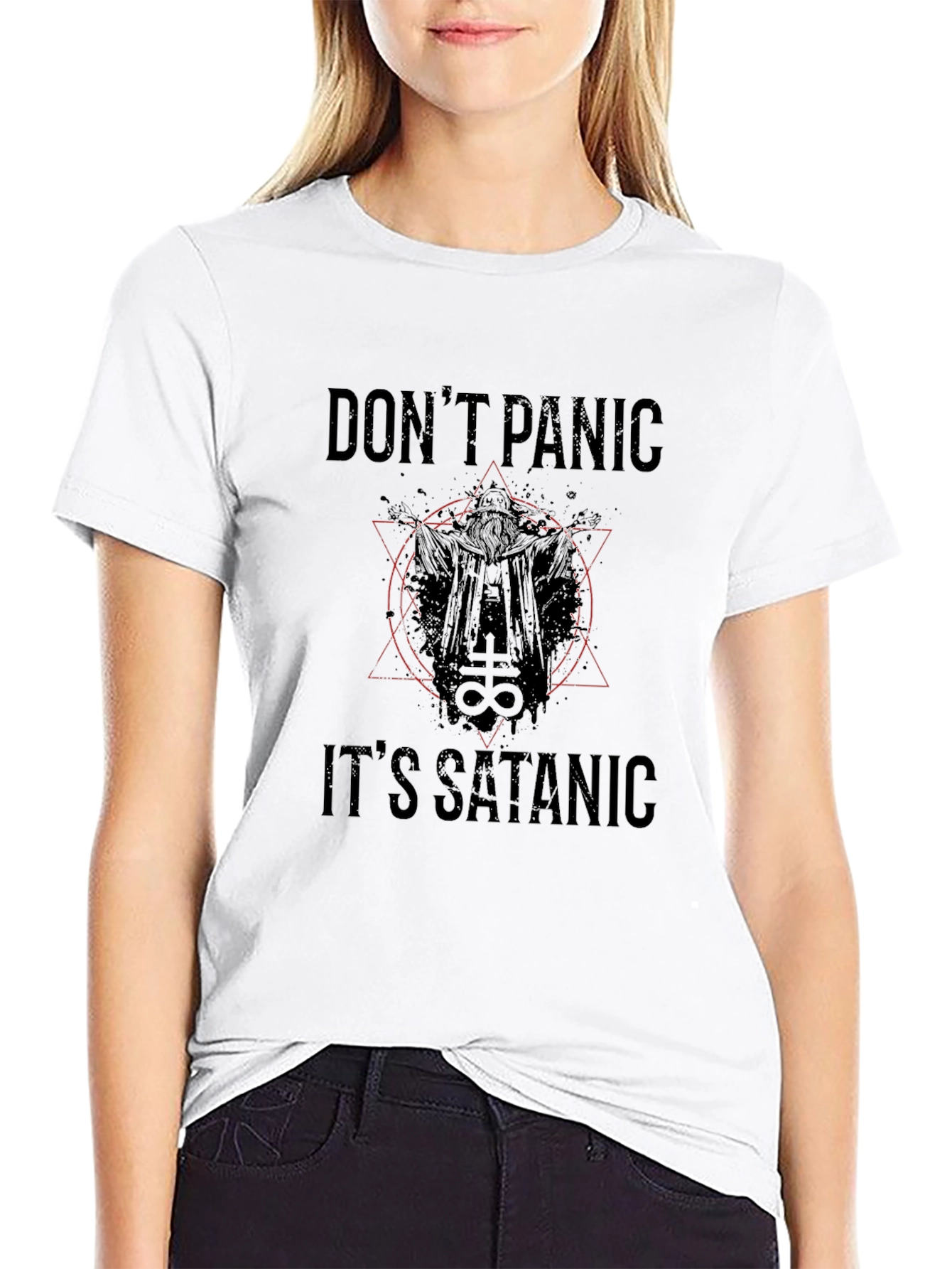Dont Panic Its Satanic Black T-Shirt