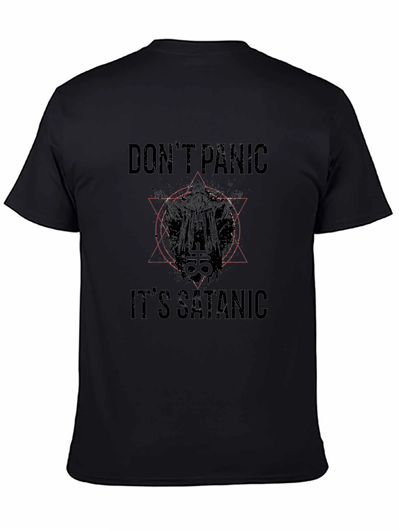 Dont Panic Its Satanic Black T-Shirt