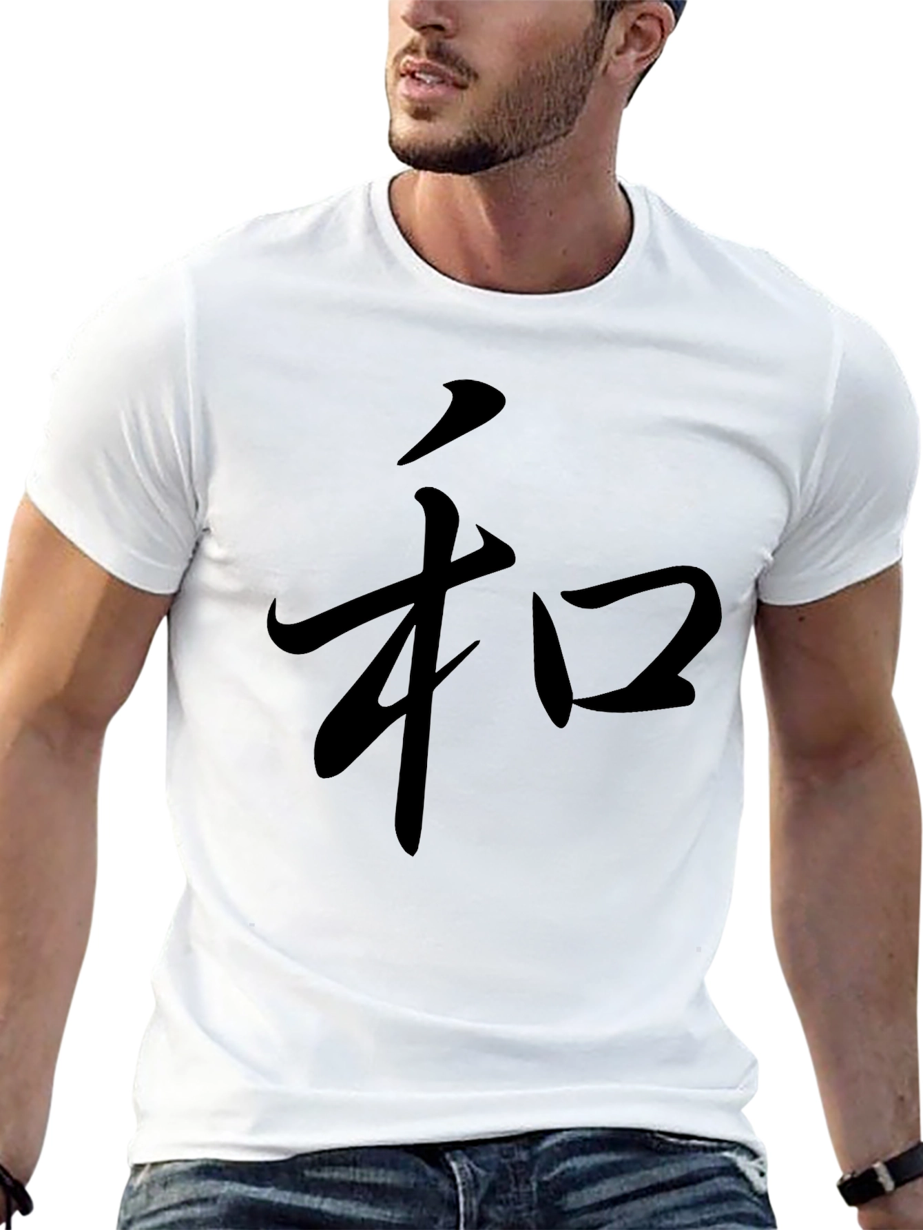 Mens Black T-Shirt with Japanese Character