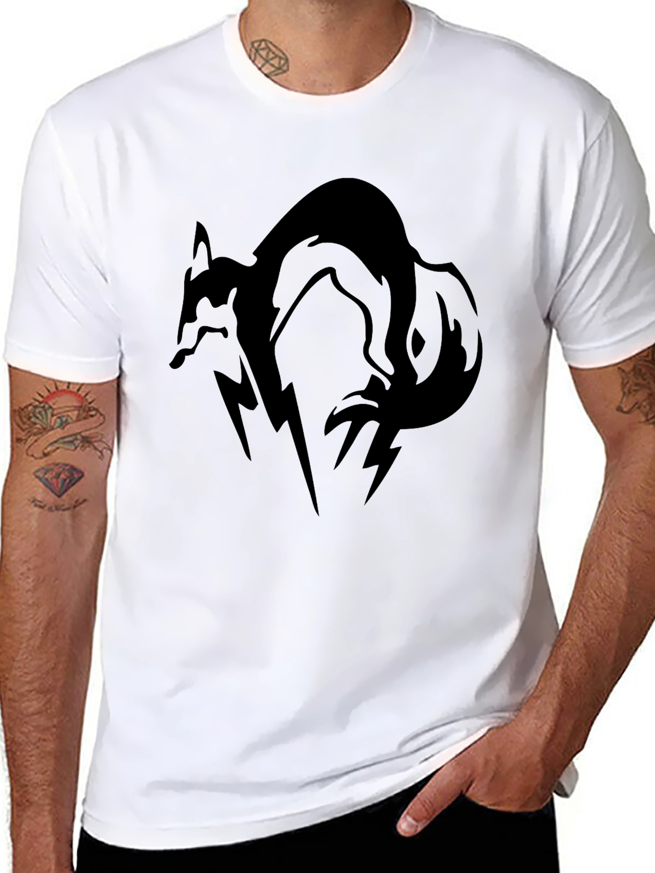 Black Fox Graphic Tee - Mens Casual Shirt