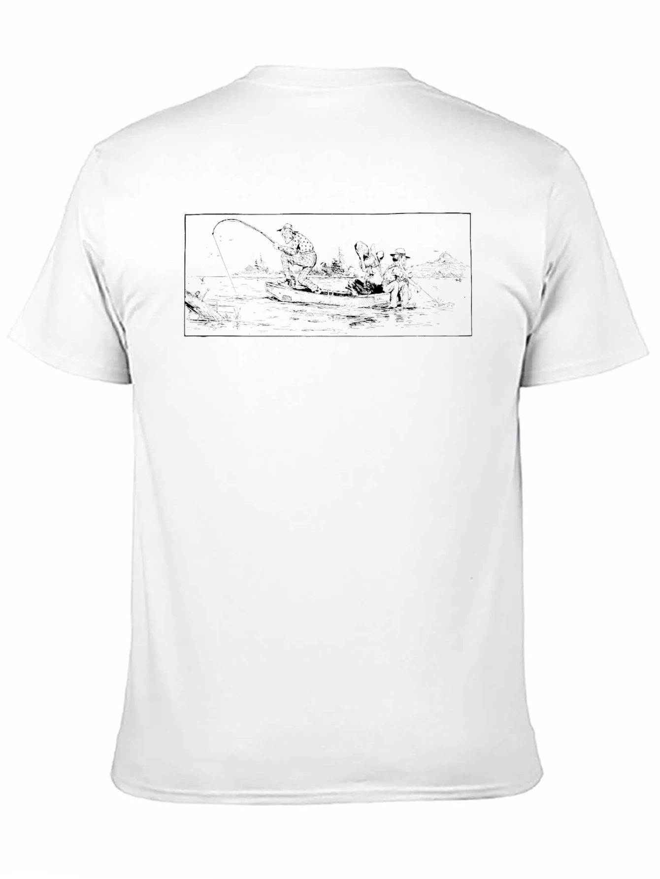 Mens Black Graphic Tee - Fishing Design