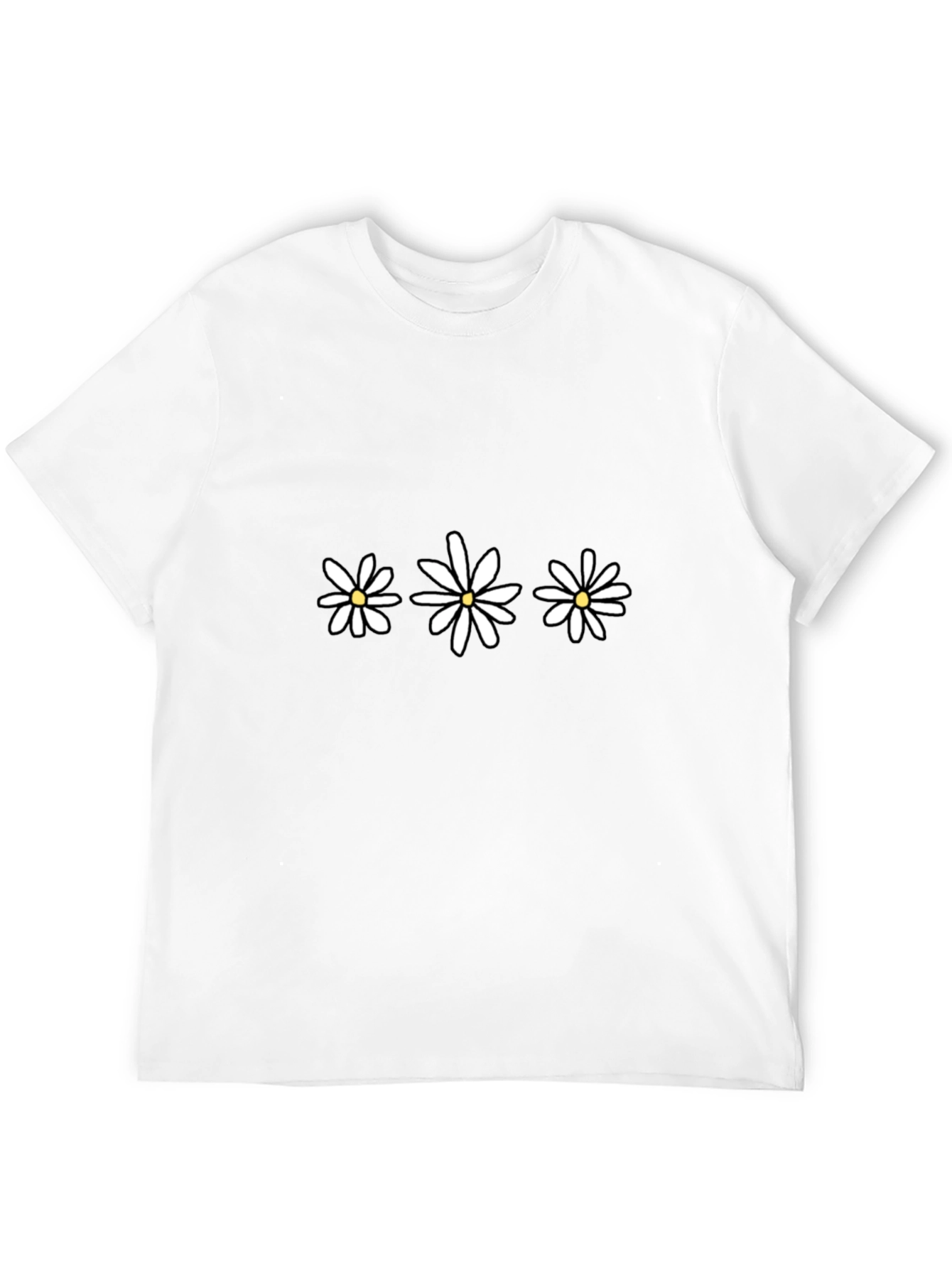 Floral Daisy T-Shirt - Casual Black Tee