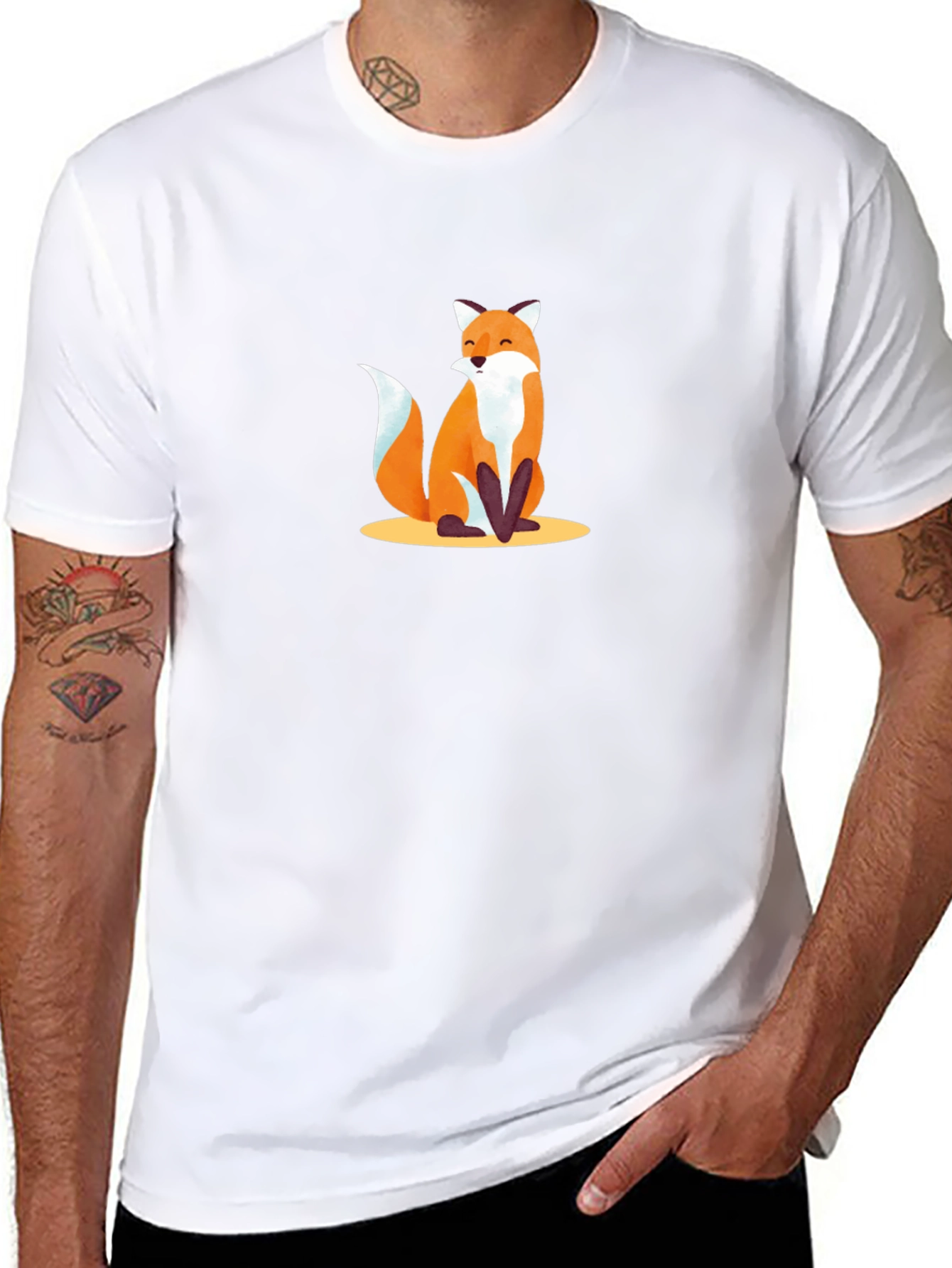 Fox Graphic T-Shirt - Black Cotton Tee