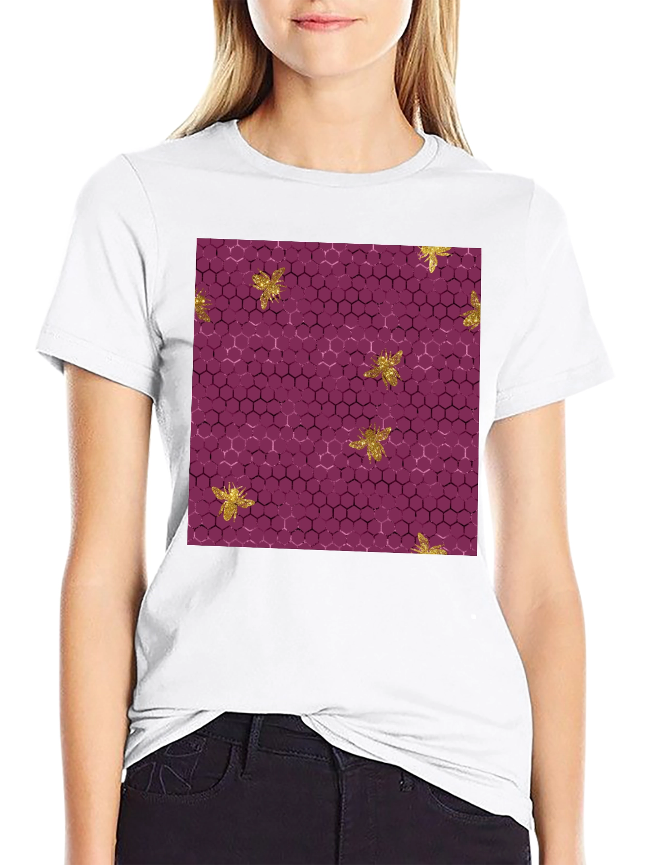 Honeycomb Bee Graphic Tee - Unique Pattern