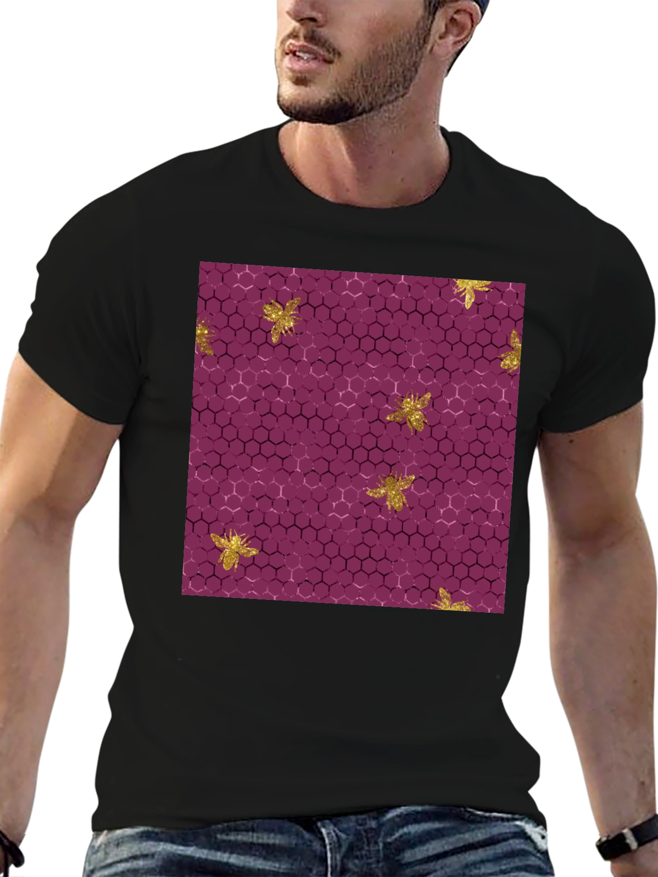 Honeycomb Bee Graphic Tee - Unique Pattern
