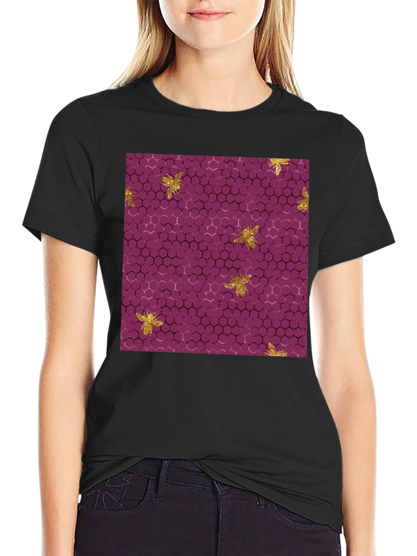 Honeycomb Bee Graphic Tee - Unique Pattern