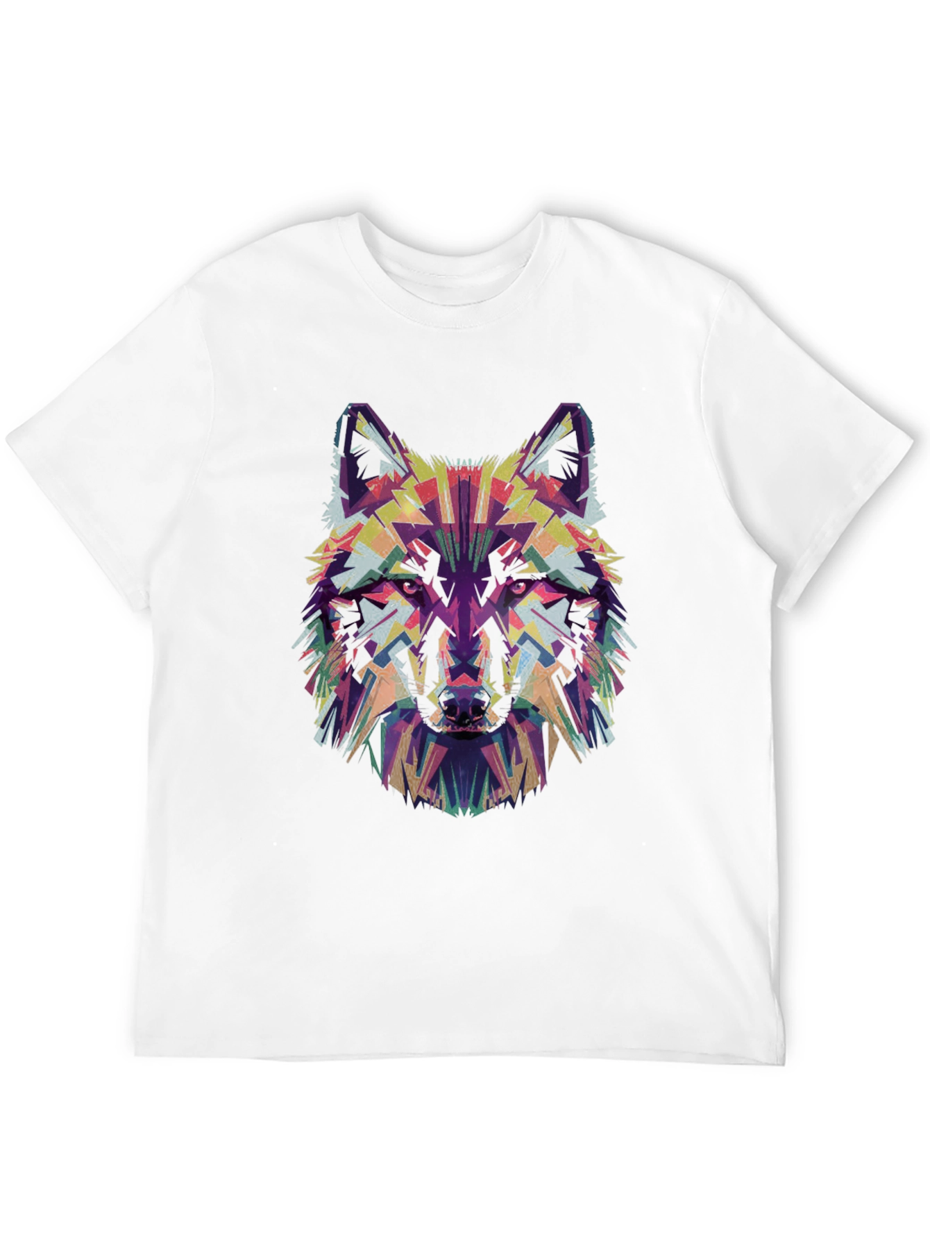 Abstract Wolf Head Graphic Print Black T-Shirt