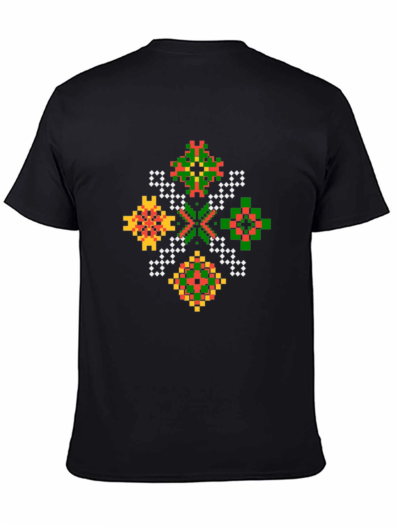 Pixel Art Geometric Black T-Shirt