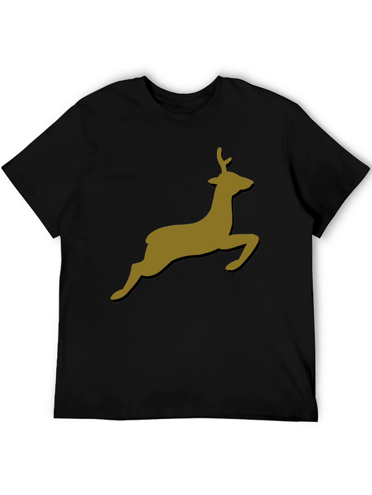 Leaping Deer Graphic T-Shirt - Stylish Black Tee
