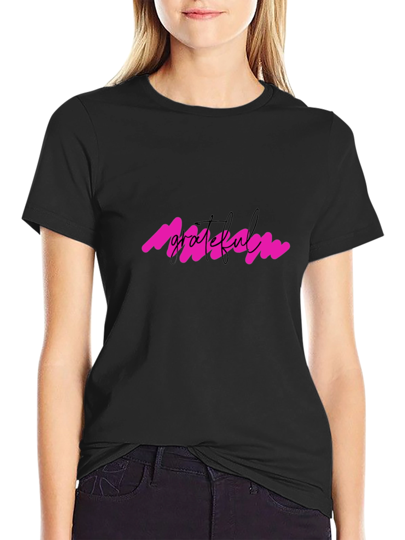 Grateful Graphic Tee - Black Crew Neck