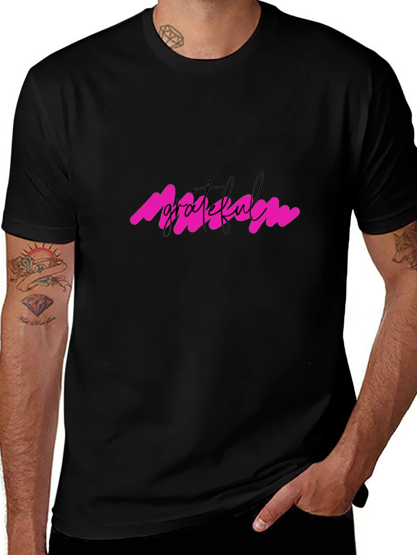 Grateful Graphic Tee - Black Crew Neck