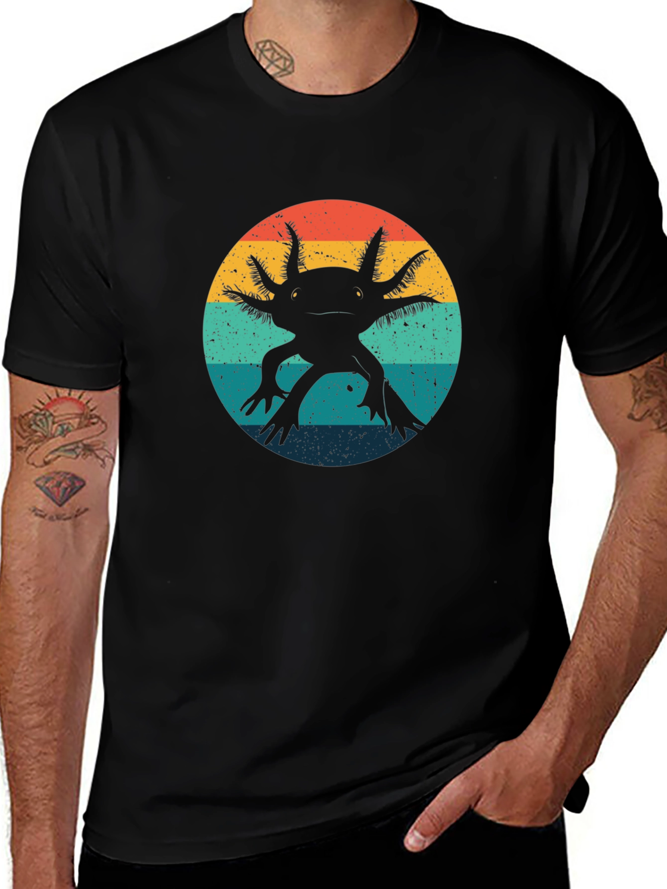 Retro Axolotl Graphic Tee - Black