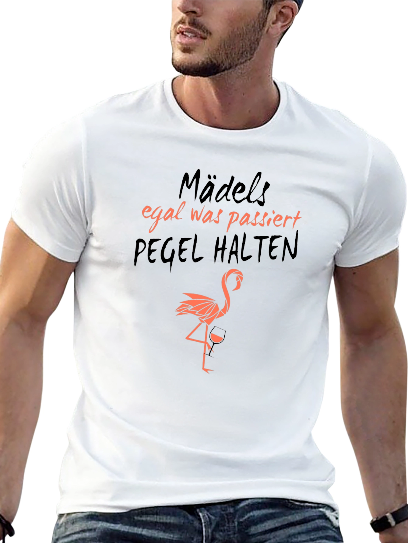Funny German Drinking Flamingo Black T-Shirt