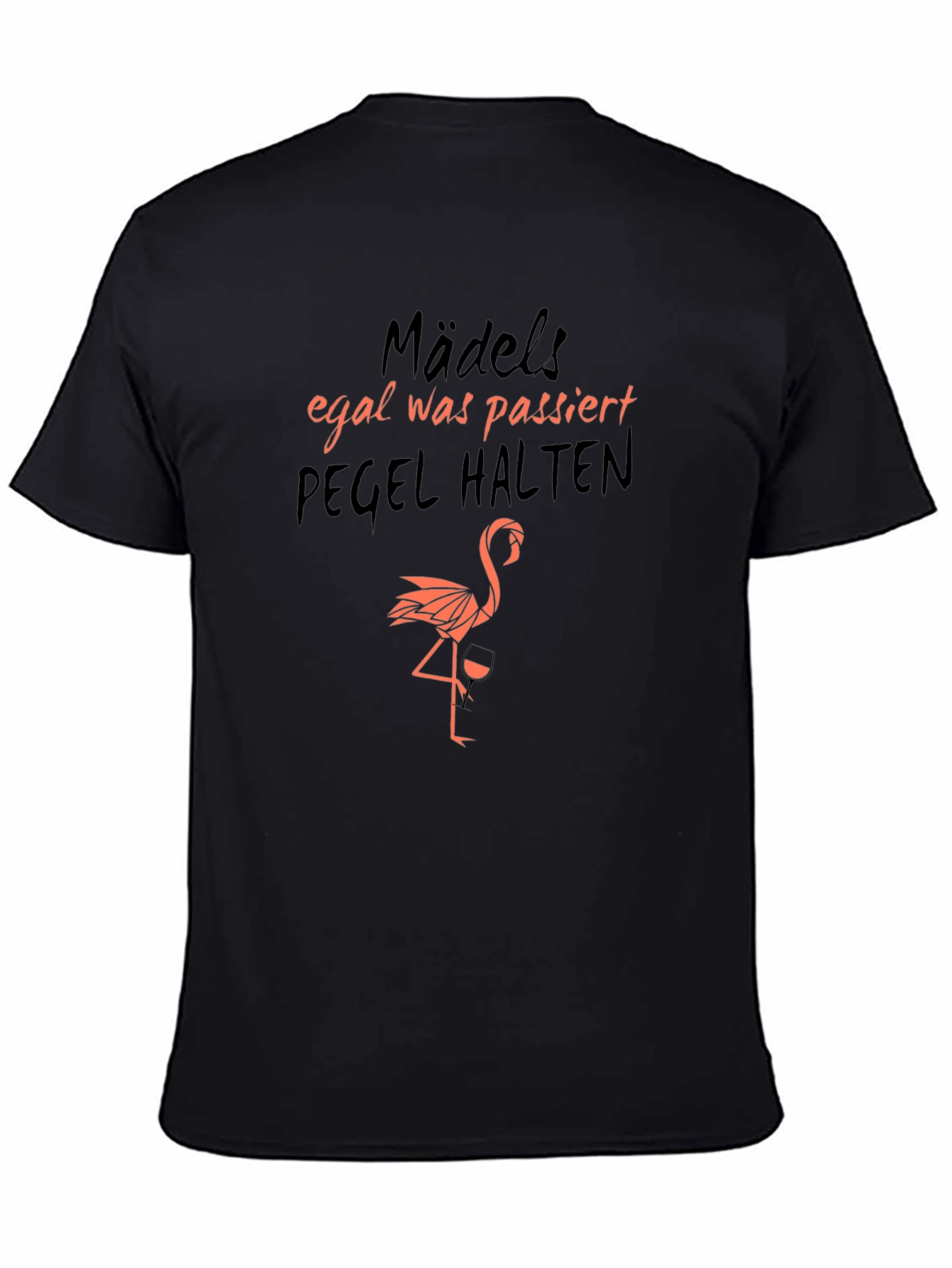 Funny German Drinking Flamingo Black T-Shirt