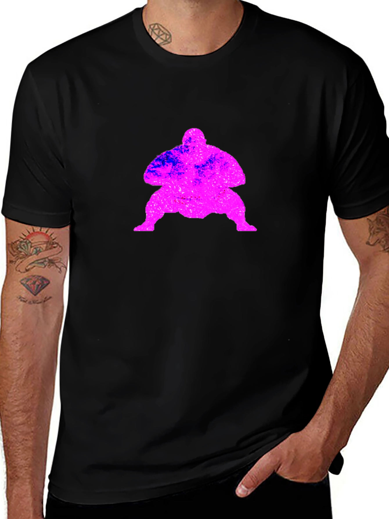 Sumo Wrestler Graphic T-Shirt - Black