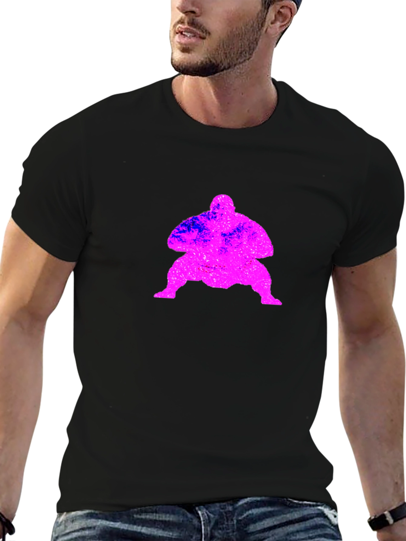 Sumo Wrestler Graphic T-Shirt - Black