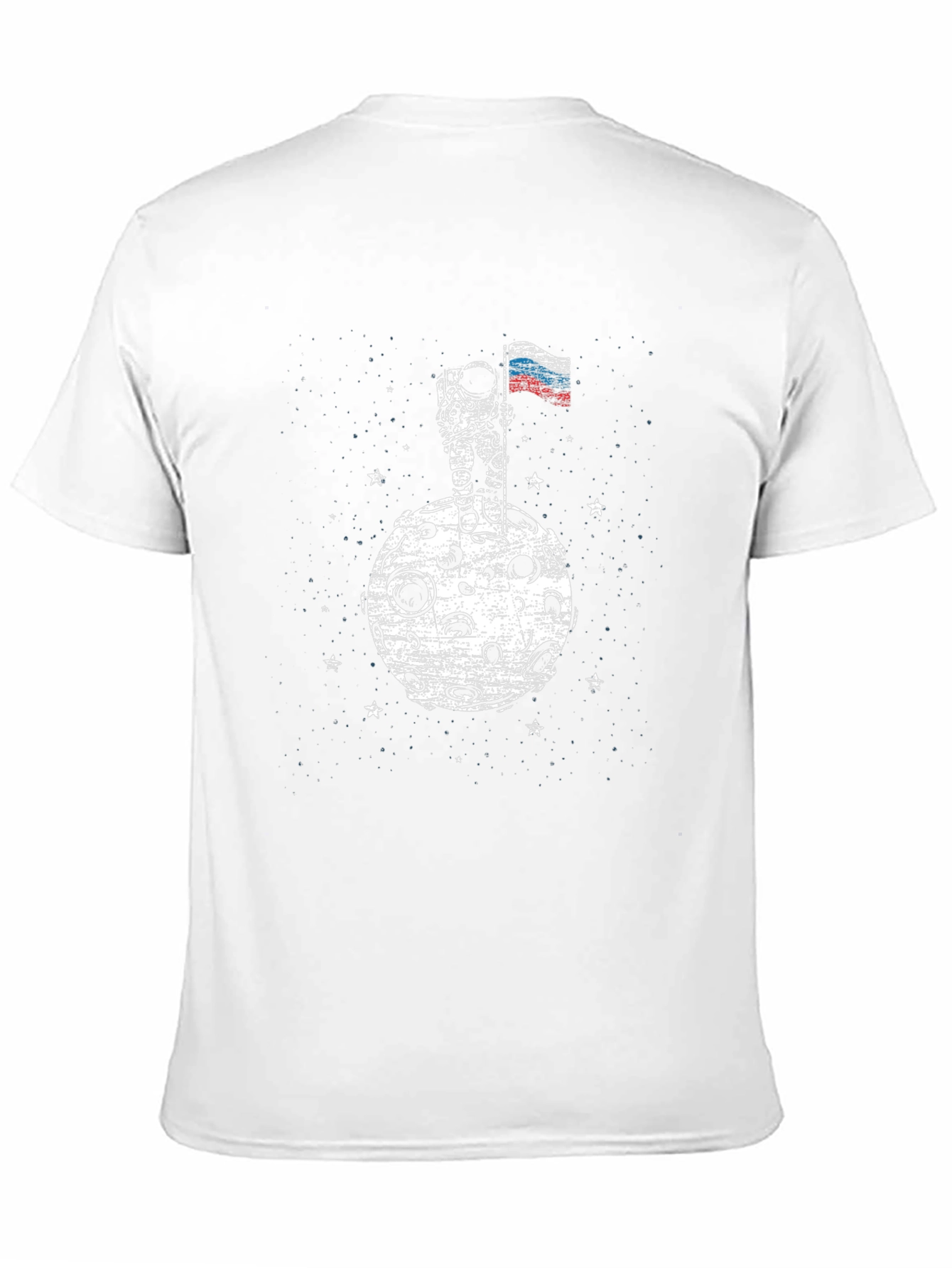 Astronaut Russian Flag Moon Black T-Shirt