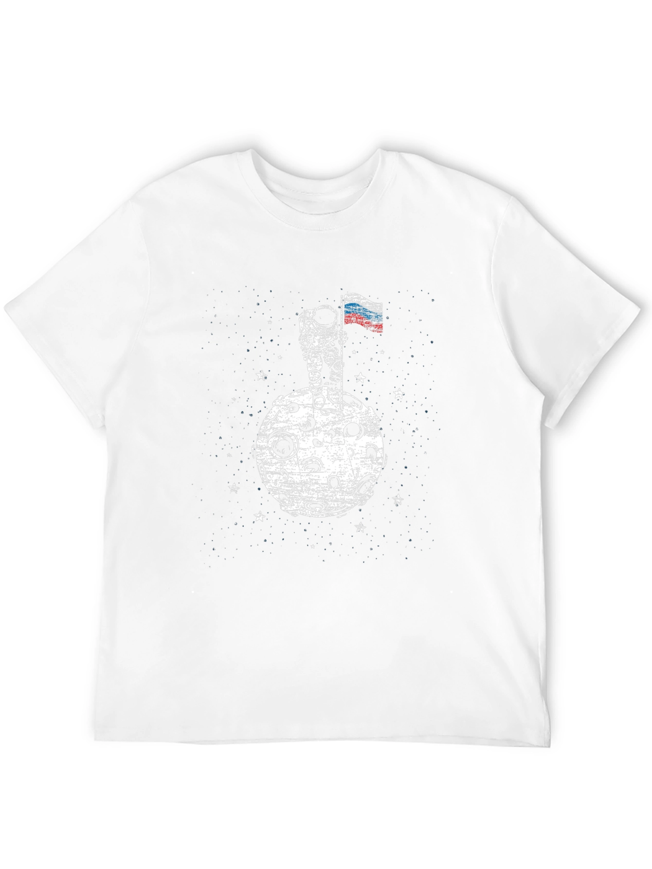 Astronaut Russian Flag Moon Black T-Shirt