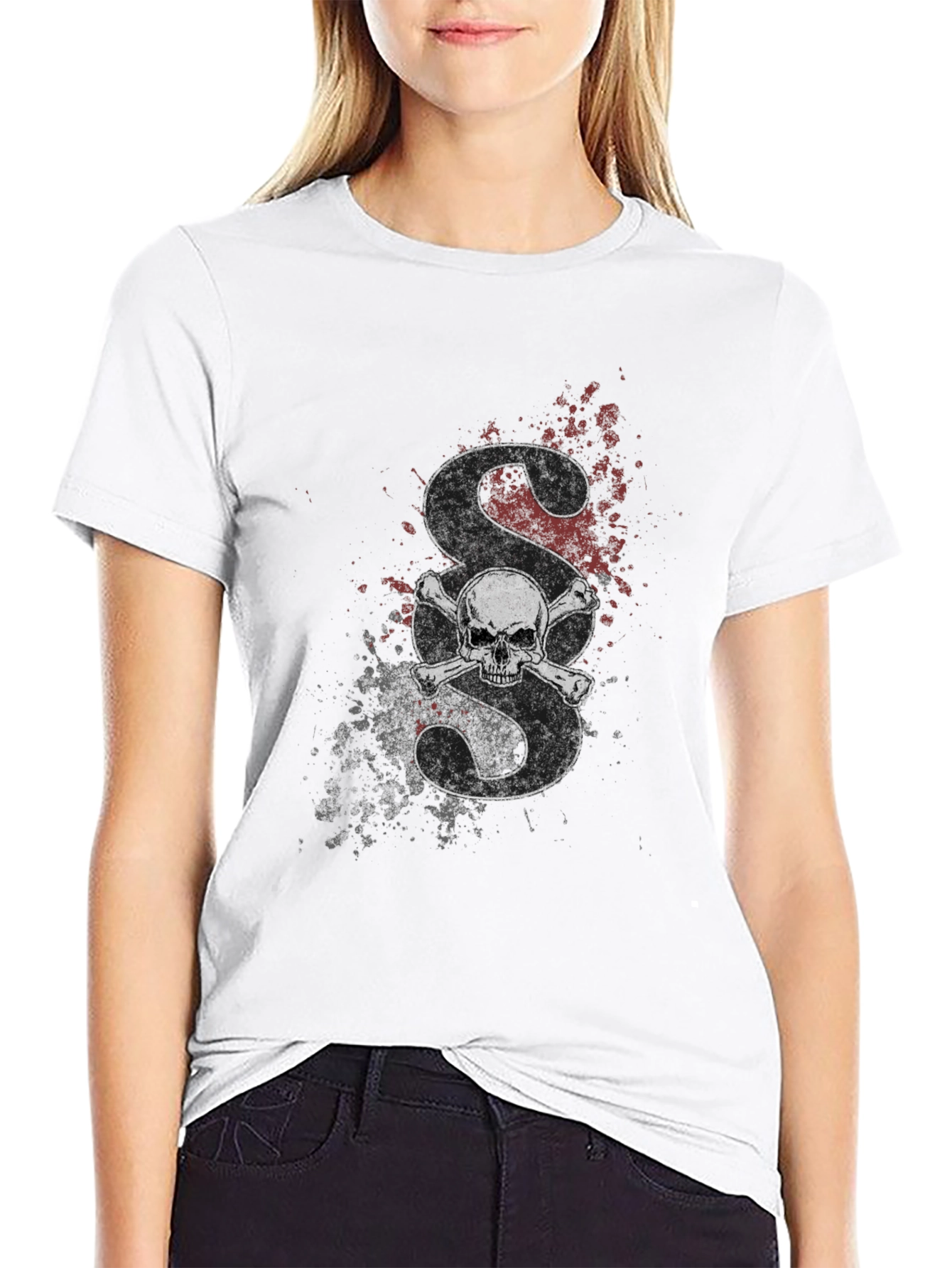 Skull & Crossbones Paragraph Symbol Graphic T-Shirt