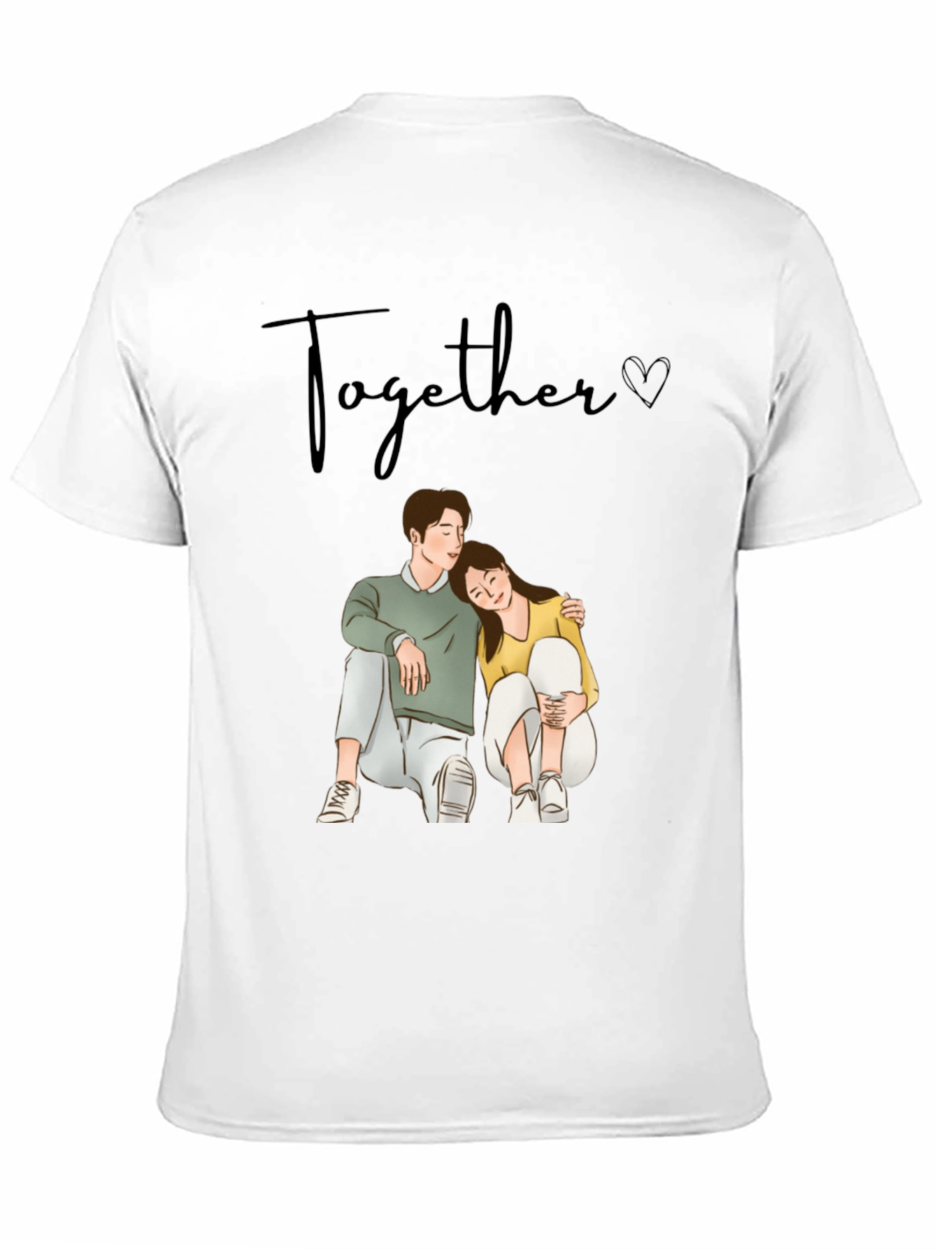 Couple Graphic Tee: Together Cartoon Print