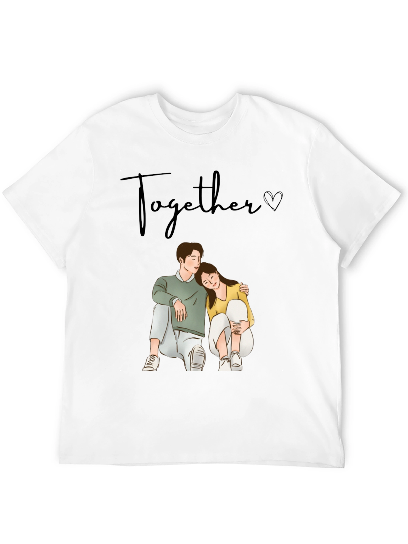 Couple Graphic Tee: Together Cartoon Print