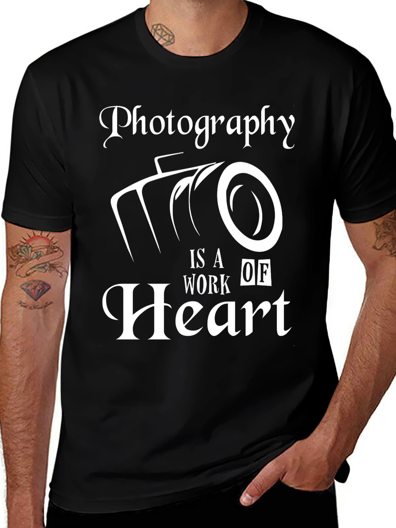 Photography is a Work of Heart Black T-Shirt