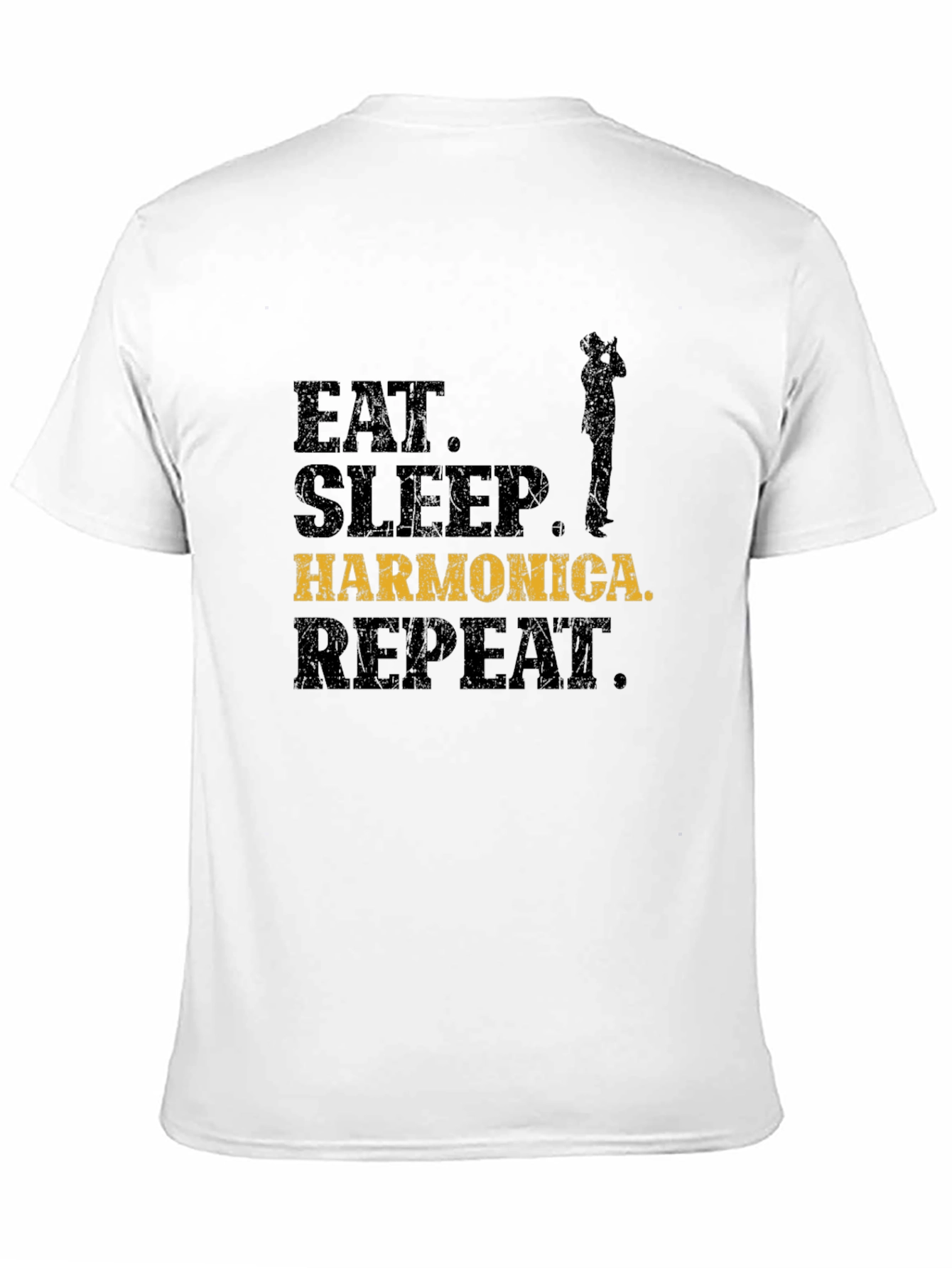 Eat Sleep Harmonica Repeat Black T-Shirt