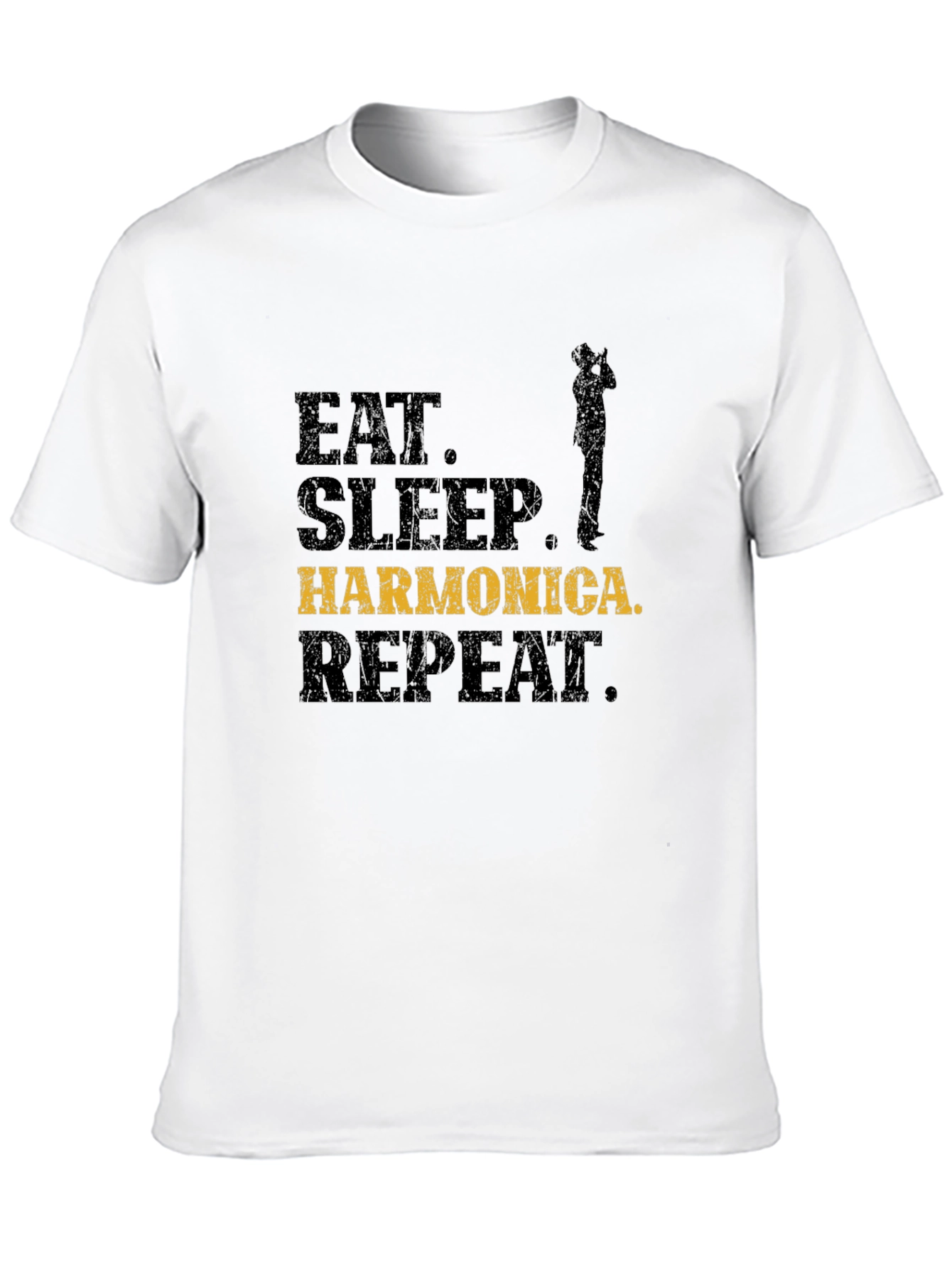 Eat Sleep Harmonica Repeat Black T-Shirt