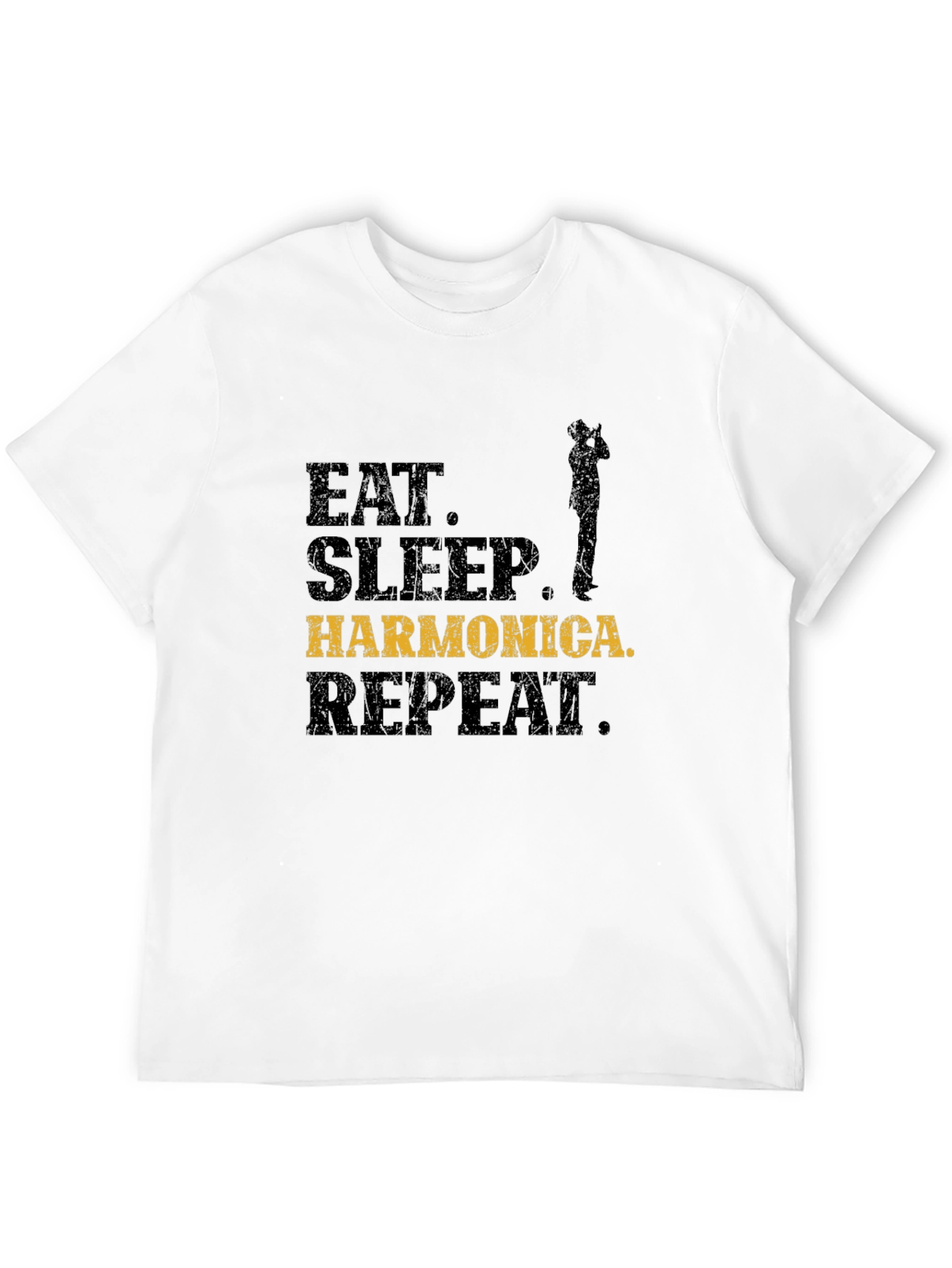 Eat Sleep Harmonica Repeat Black T-Shirt