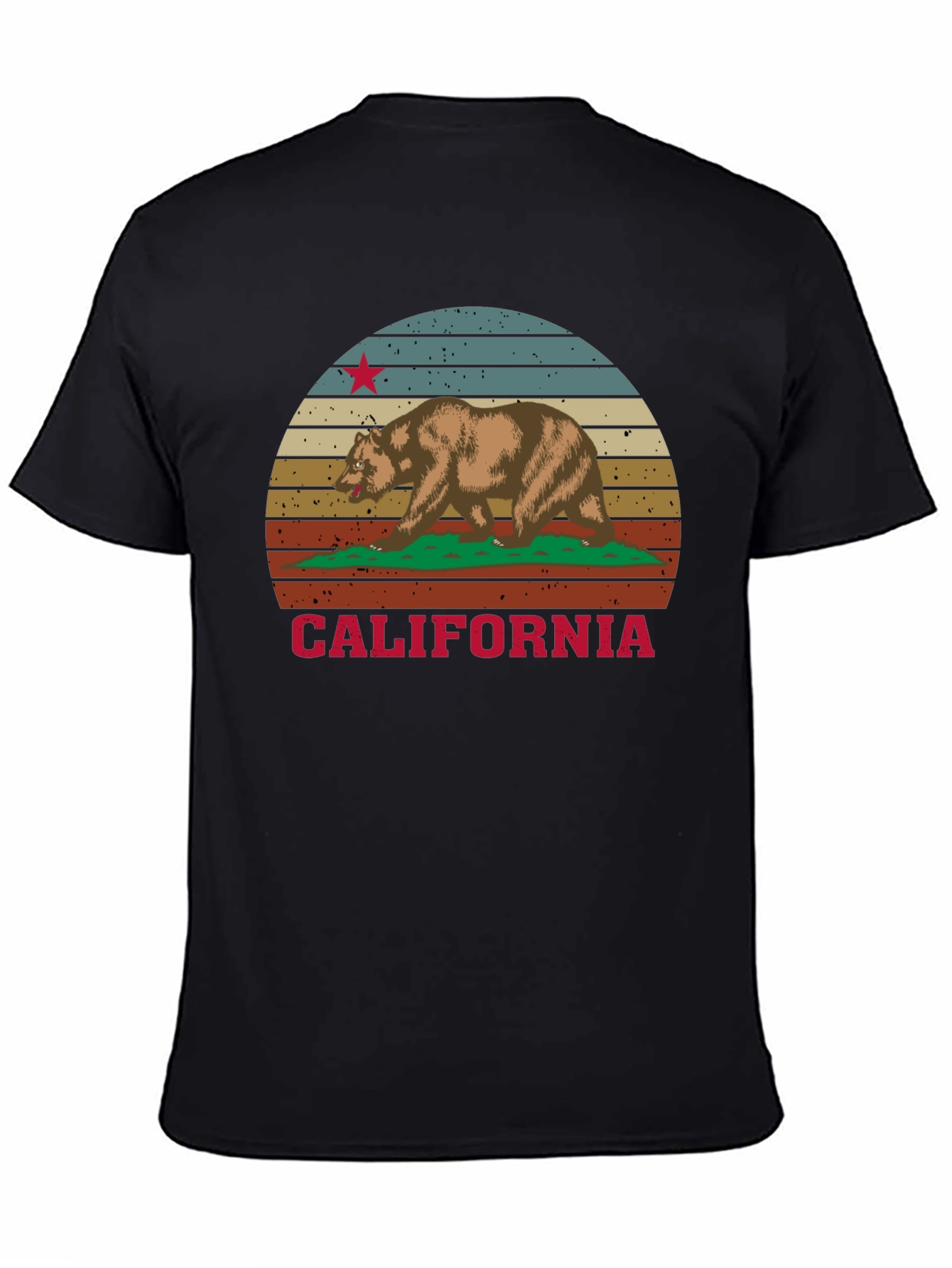 California Bear Retro Style Black T-Shirt