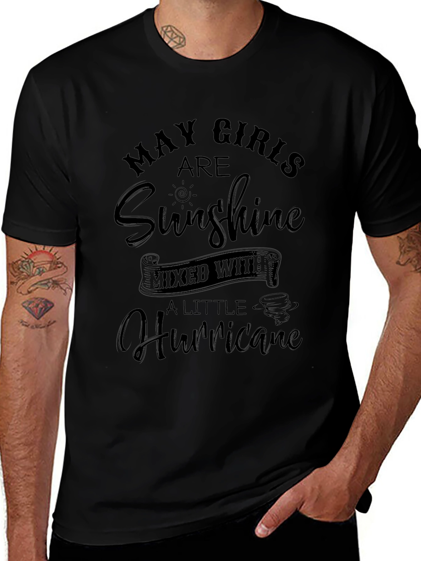 May Girls Sunshine Hurricane Black Graphic T-Shirt