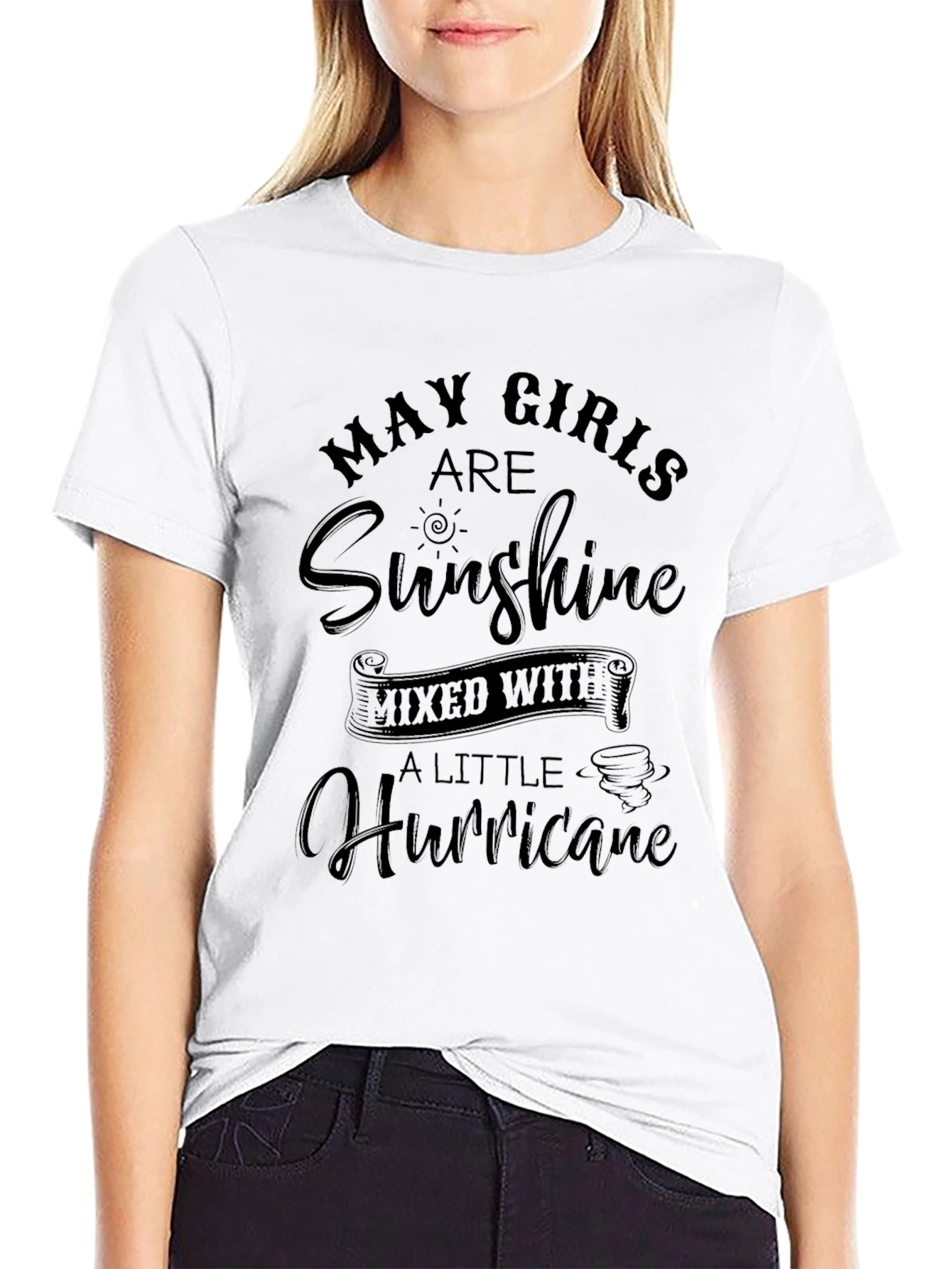 May Girls Sunshine Hurricane Black Graphic T-Shirt