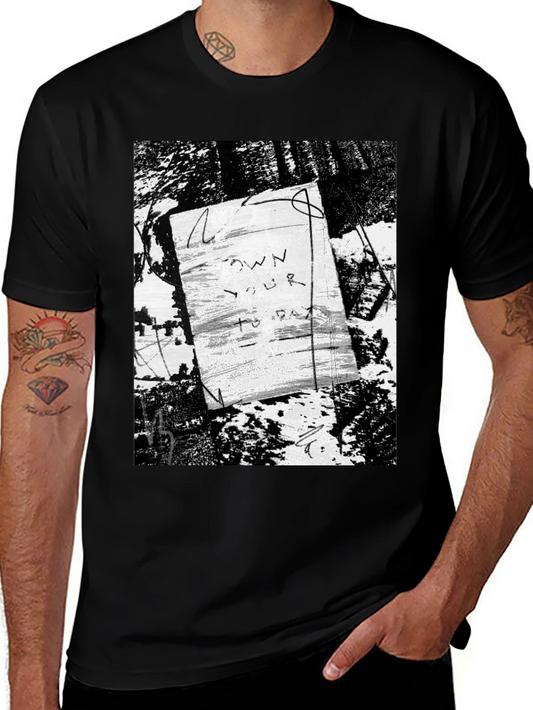 Artistic Graphic Print Black T-Shirt