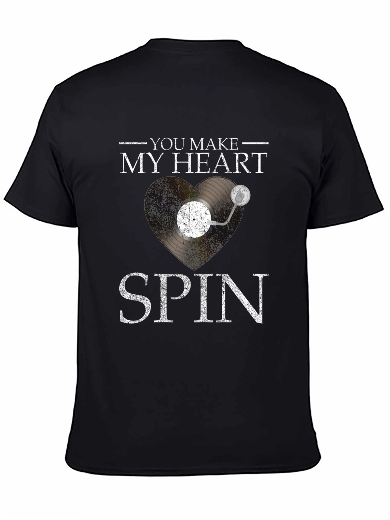 You Make My Heart Spin Black Graphic Tee