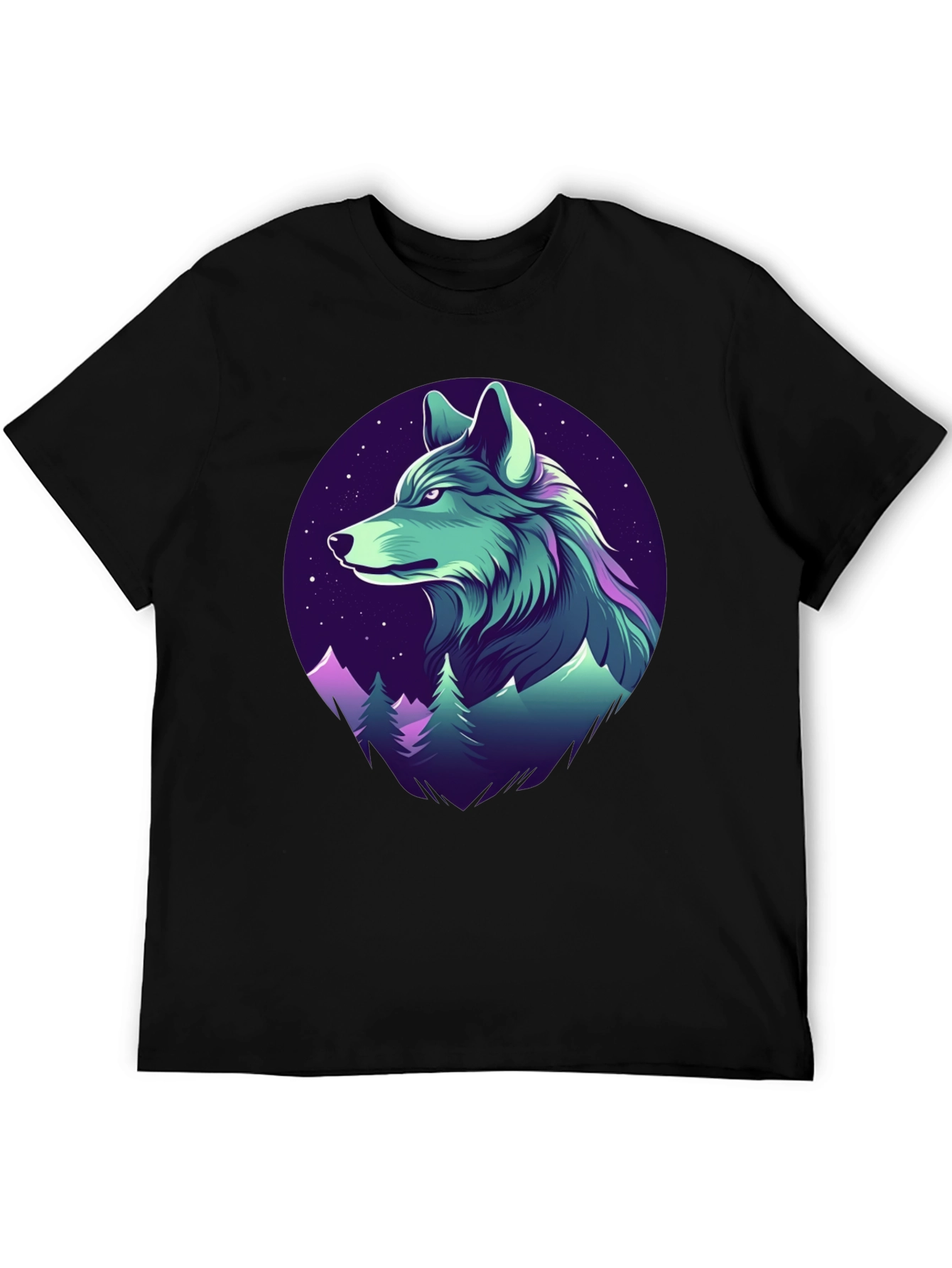 Wolf Mountain Graphic Tee - Black Crew Neck