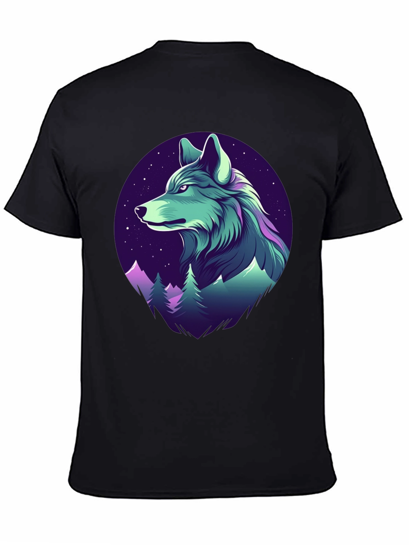 Wolf Mountain Graphic Tee - Black Crew Neck